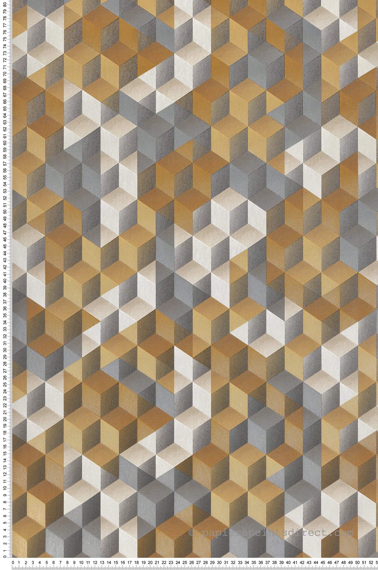 Papier peint Cube Tétrimino ocre et argenté - Perception de Casadéco | Réf. PERP86482422