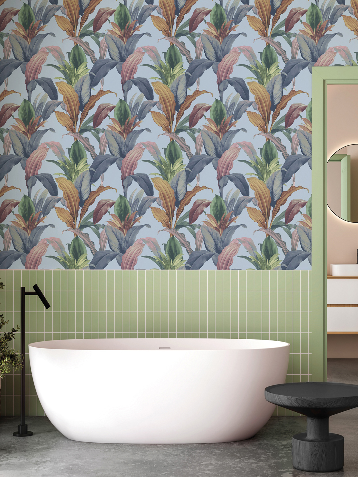 Papier peint Feuillage Ananas bleu doux - Maison Paradis de Lutèce AMB1| Réf. LTC-MP15516