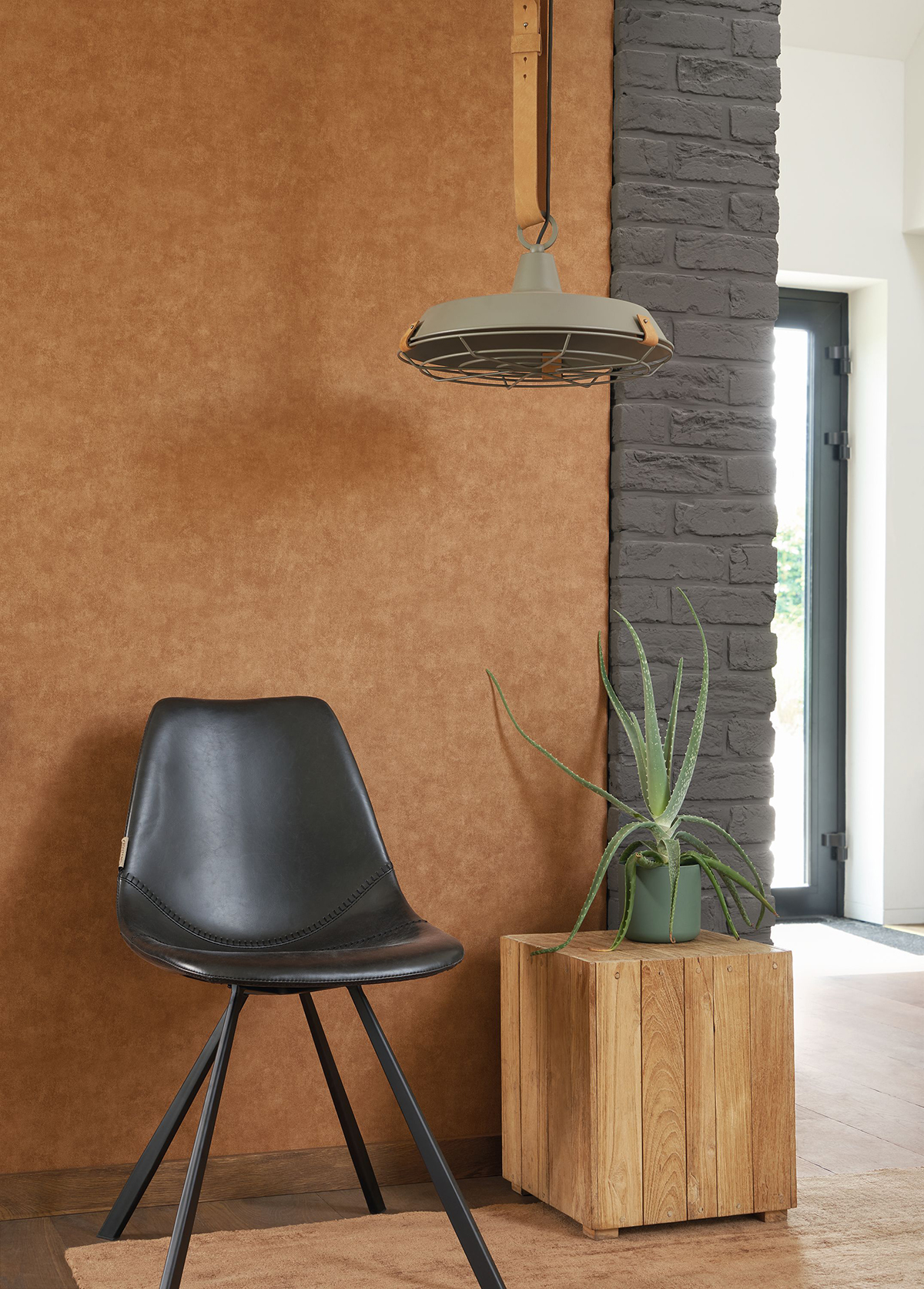 Papier peint Effet Cuir Grainé marron cognac - Leathers de Casadéco | Réf. LEAT87132409