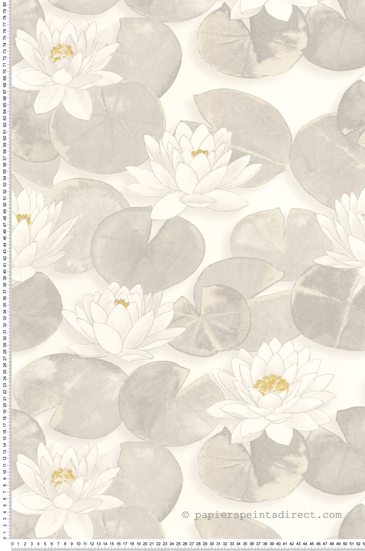 Papier peint Nénuphar Nymphea gris clair - Gardens de Casadéco | Réf. GADN87630122