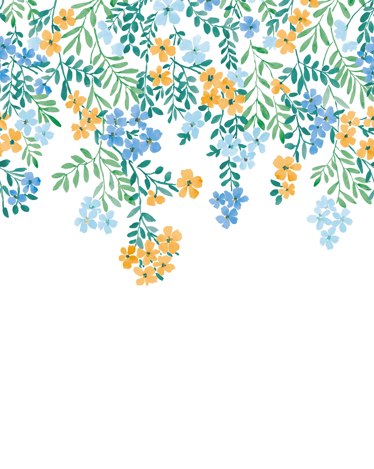 Papier peint panoramique Cascade Fleurs Flowerfalls bleu S 200X250 - Pimp My Wall de Casélio | Réf. PMW104636305