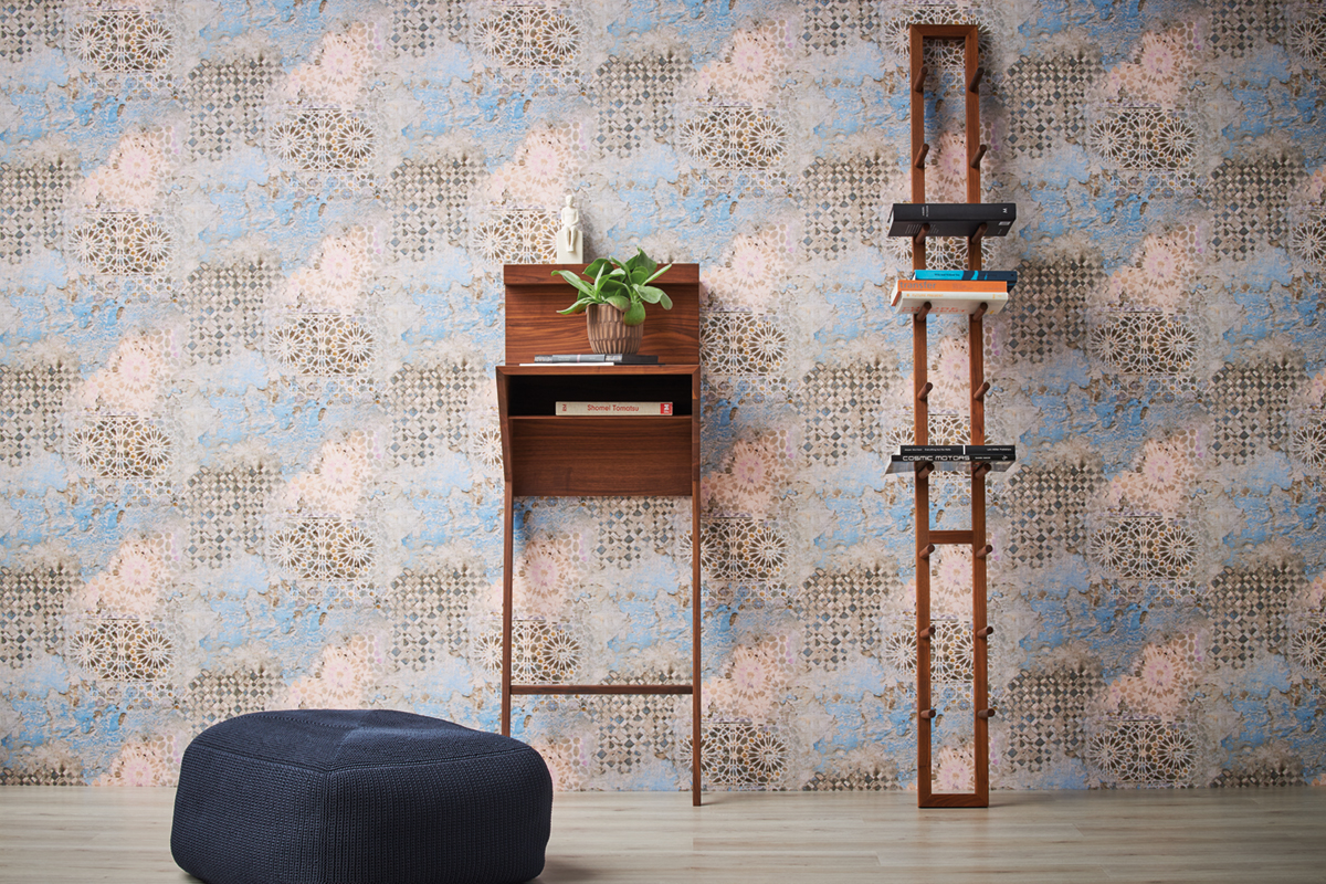 Papier peint Carreaux de Ciment Gaudi bleu - Metropolitan Stories 2 d'AS Création | AMB Réf. SP15480