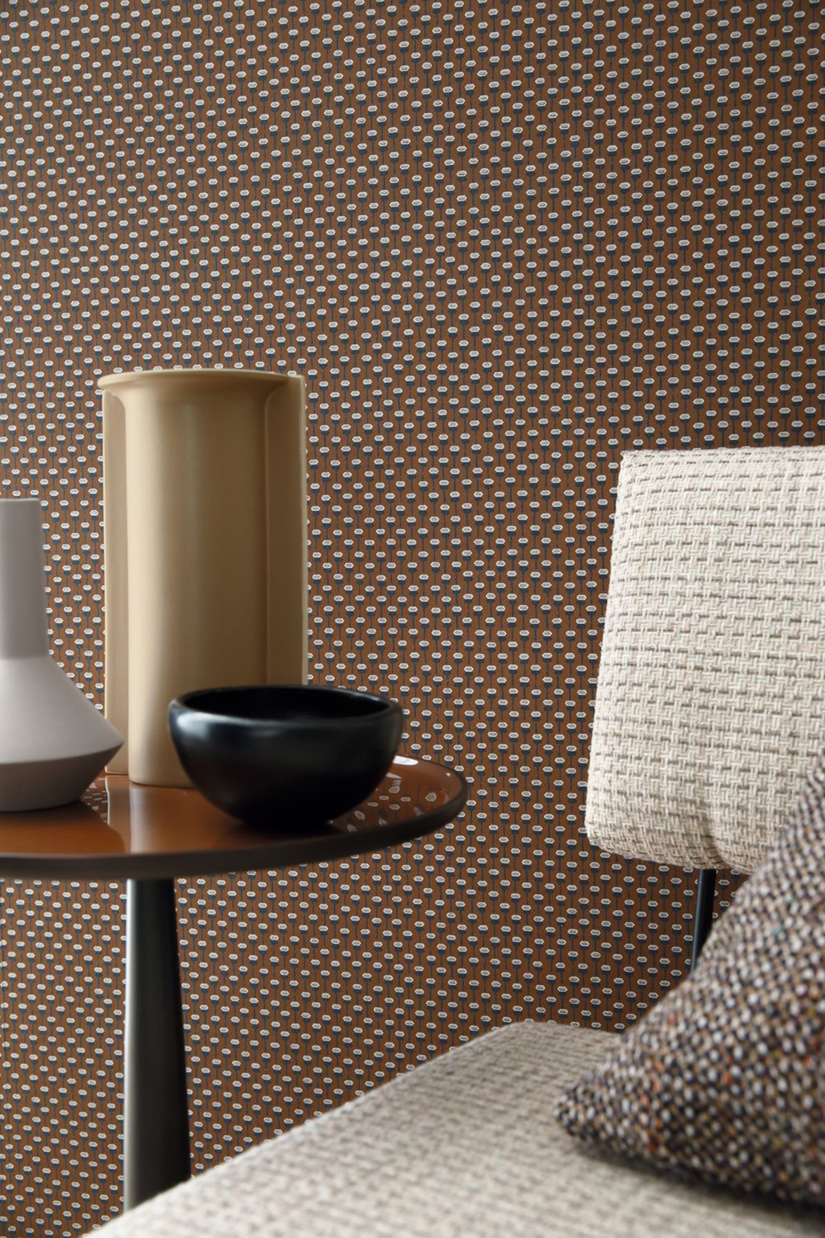 Papier peint motifs Chic Montjoie Tabac - Misura de Casamance | Réf. CAS-74460612