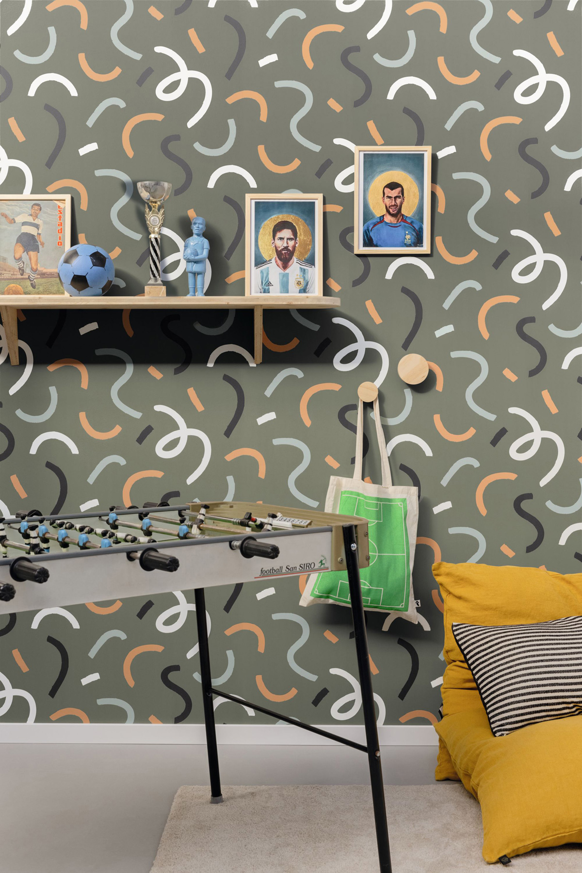 Papier peint Confetti Good Vibes Only kaki - Young & Free de Casélio AMB3 | Réf. YNF103397010