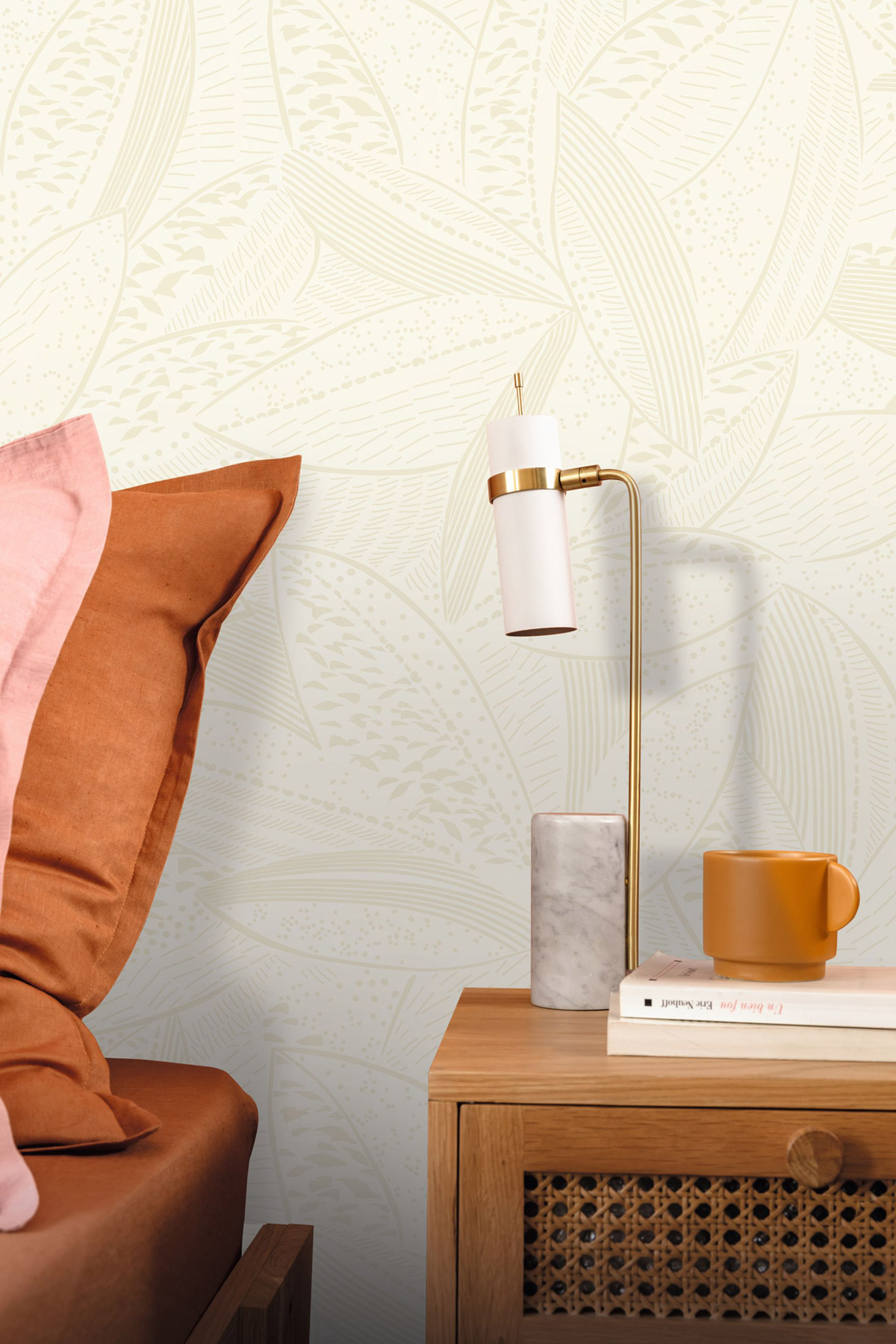 Papier peint Feuille Natura craie - Origine de Casélio | Réf. OGN106040000