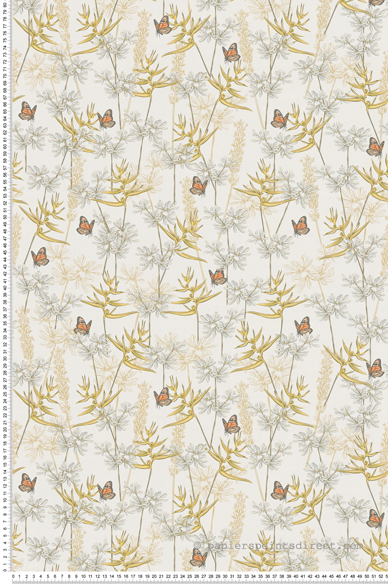 Papier peint Papillon Fleur Printemps jaune beige - Drawn Into Nature d'A.S. Création | Réf. AS-394231