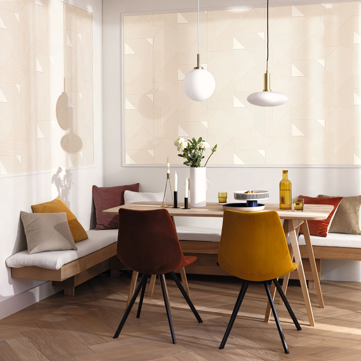 Papier peint Rayure Géométrique Mouvement beige doré - Graphic de Casélio AMB2 | Réf. GPC105540120