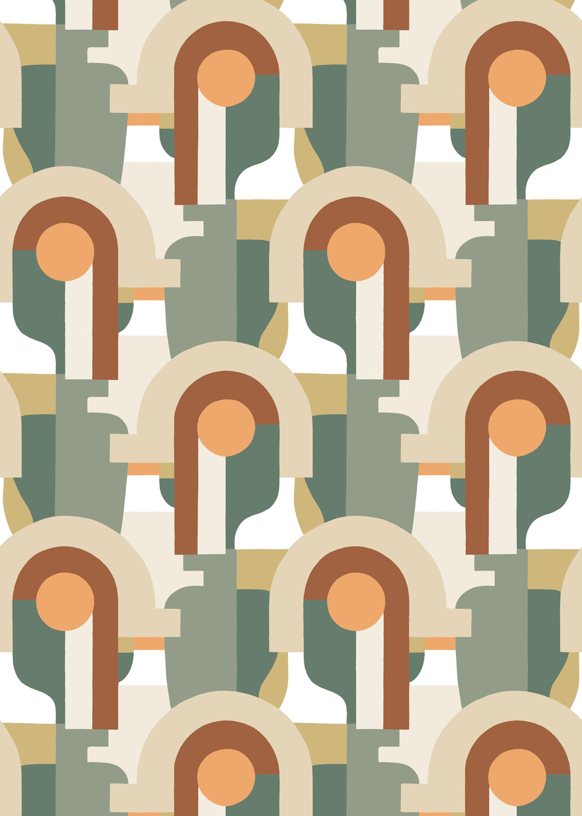 Papier peint panoramique Géométrique Pop M Multico Vert 200x280 - Iconic de Casadéco | Réf. CONI88467203