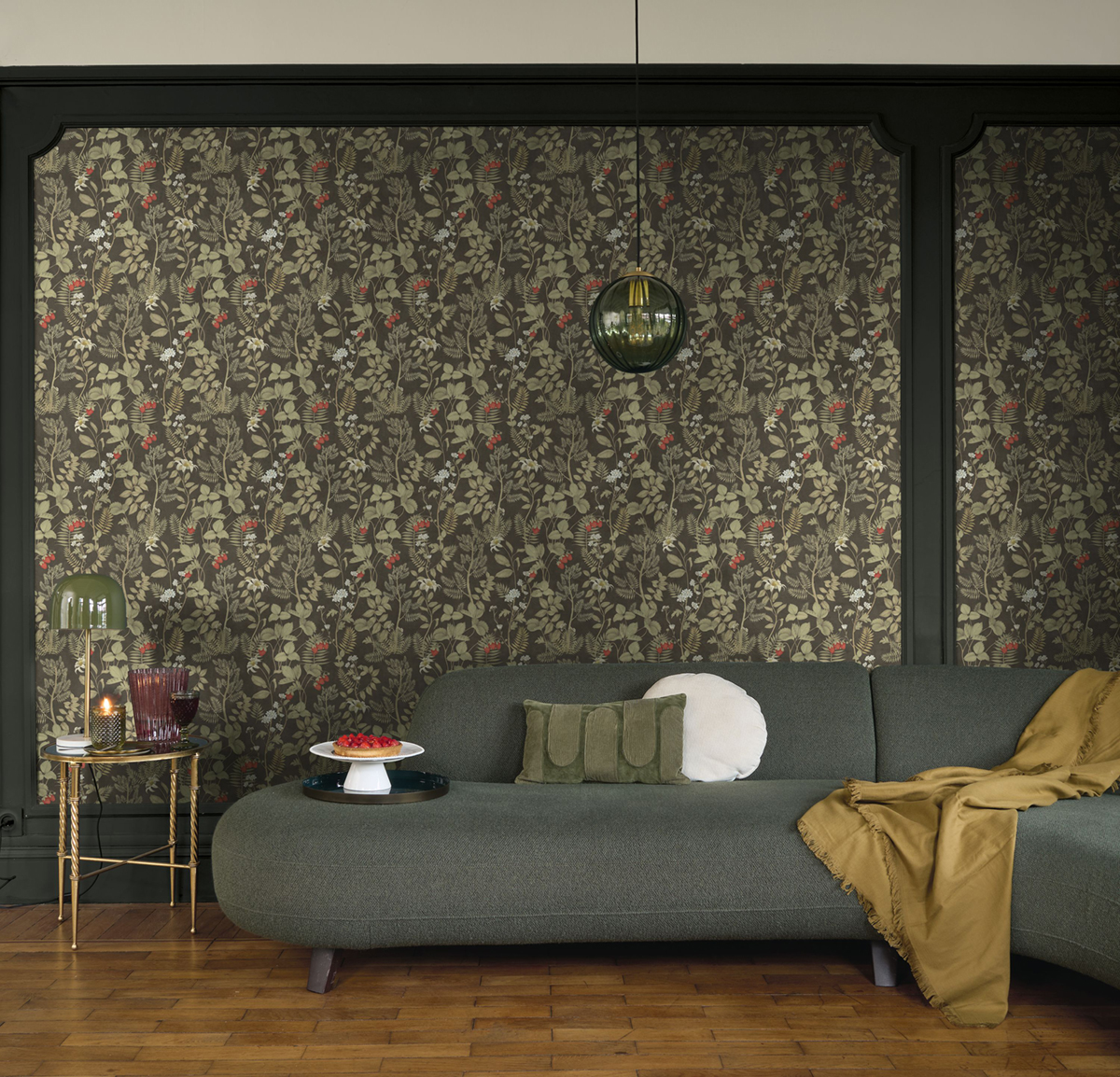 Papier peint Fraisier Strawberry Field noir fusain - Heritage de Casadéco | Réf. HETA201219817