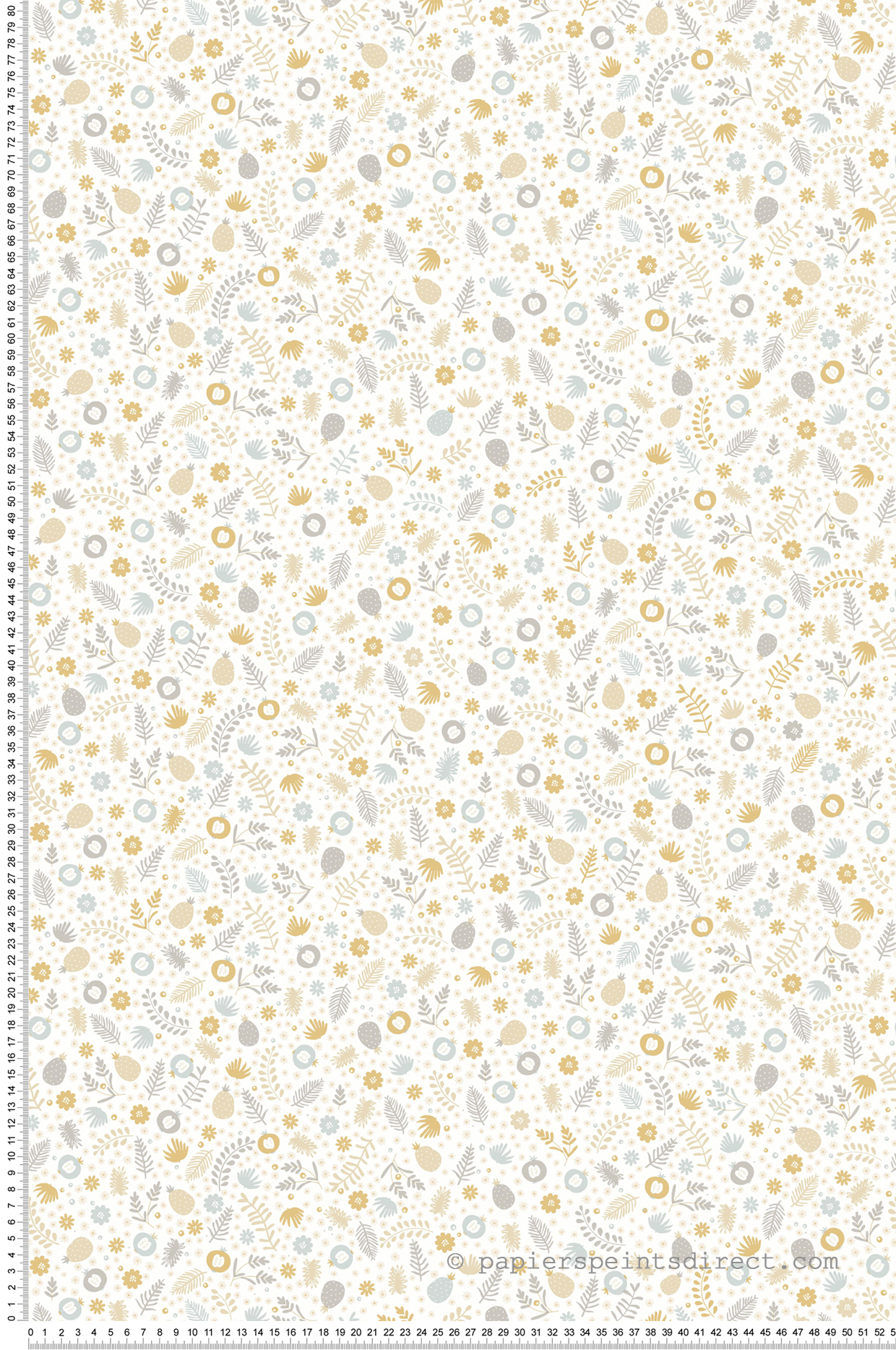 Papier peint Liberty Fleurs Gourmande bleu et jaune - Rose & Nino de Casadéco | Réf. RONI85541110