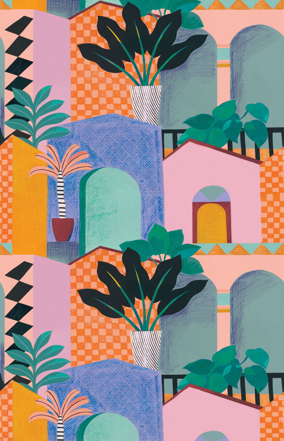 Papier peint panoramique Village Amazing multicouleurs - Happy Therapy de Casélio | Réf. HTH104114322