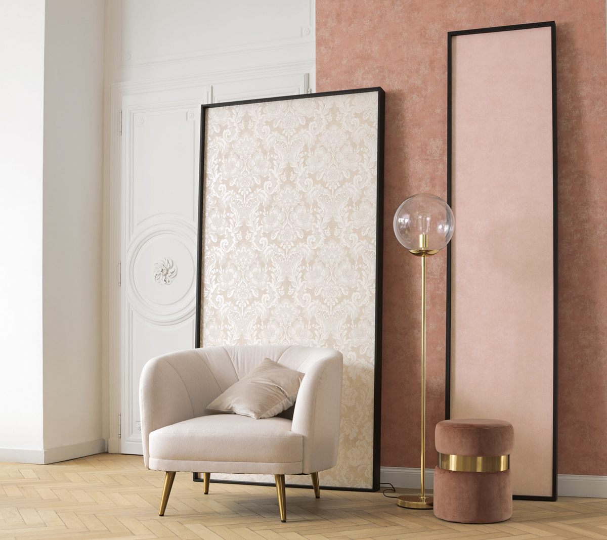 Papier peint Faux uni irisé rose blush - Montsegur de Casadéco | Réf. MTSE80834262