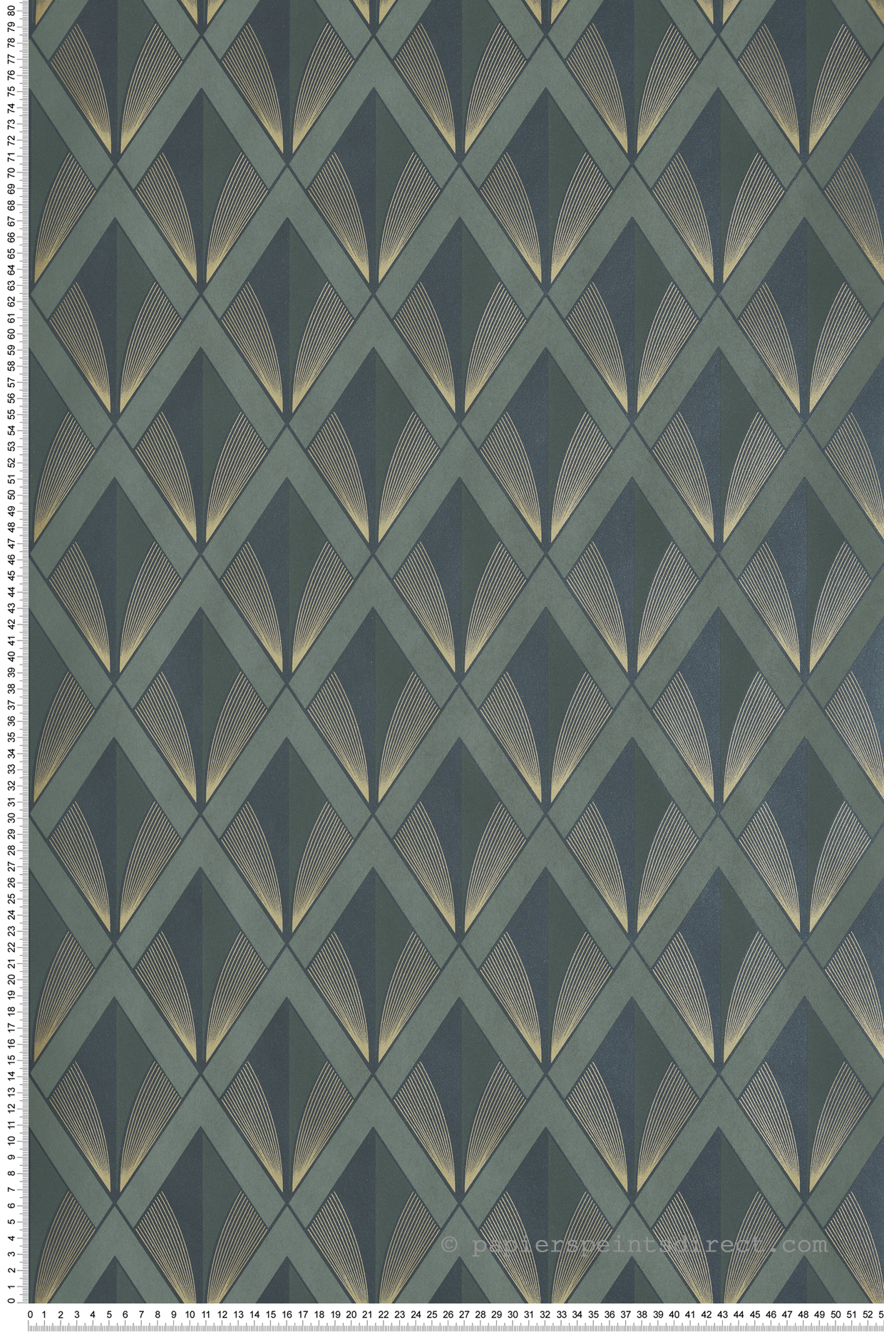 Papier peint Losange Art Déco Chrysler kaki doré - Twenties de Casadéco | Réf. TWNT88677474