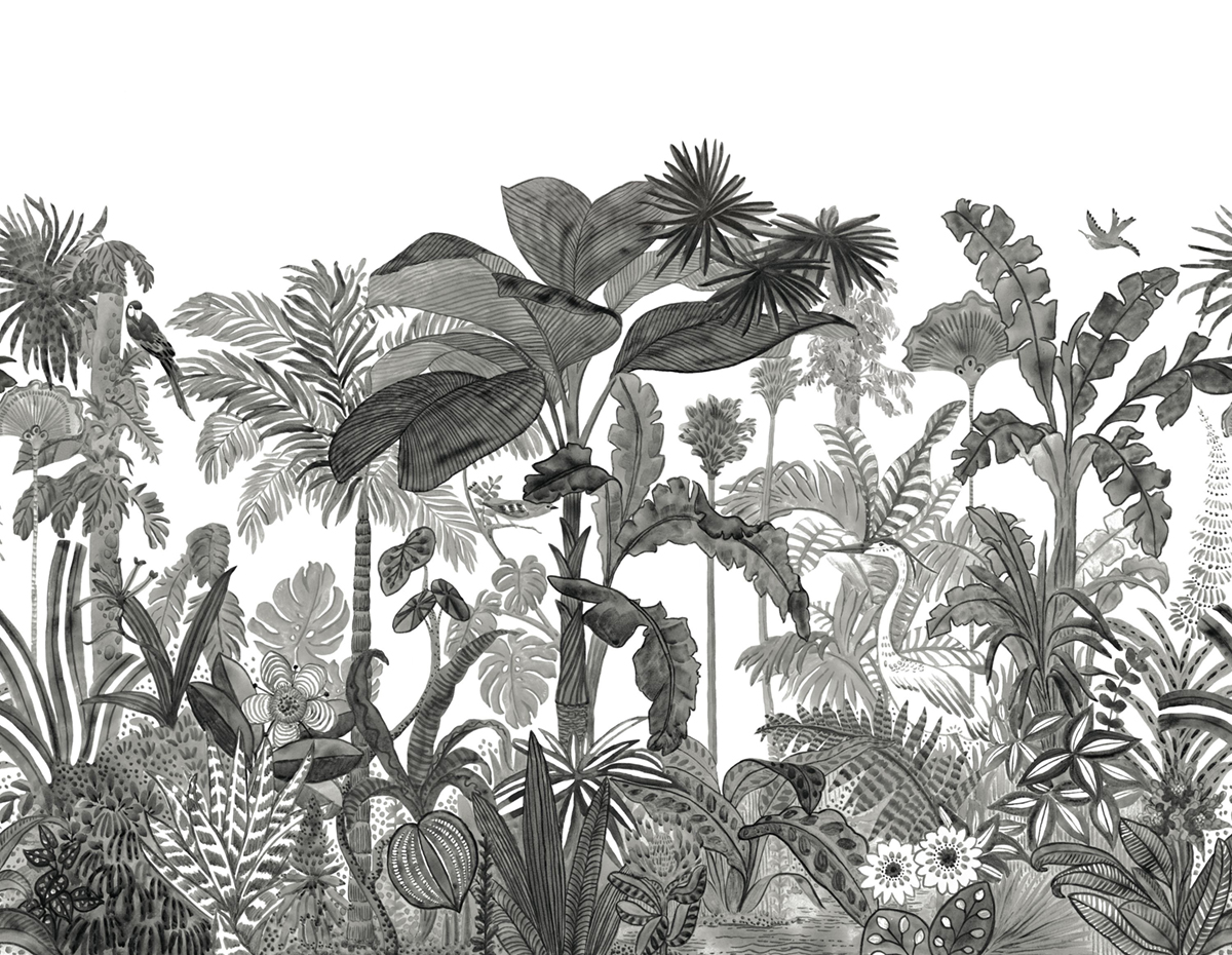 Papier peint panoramique Palmier Exotica noir et blanc - Moonlight 2 de Casélio AMB | Réf. MLGT104120912