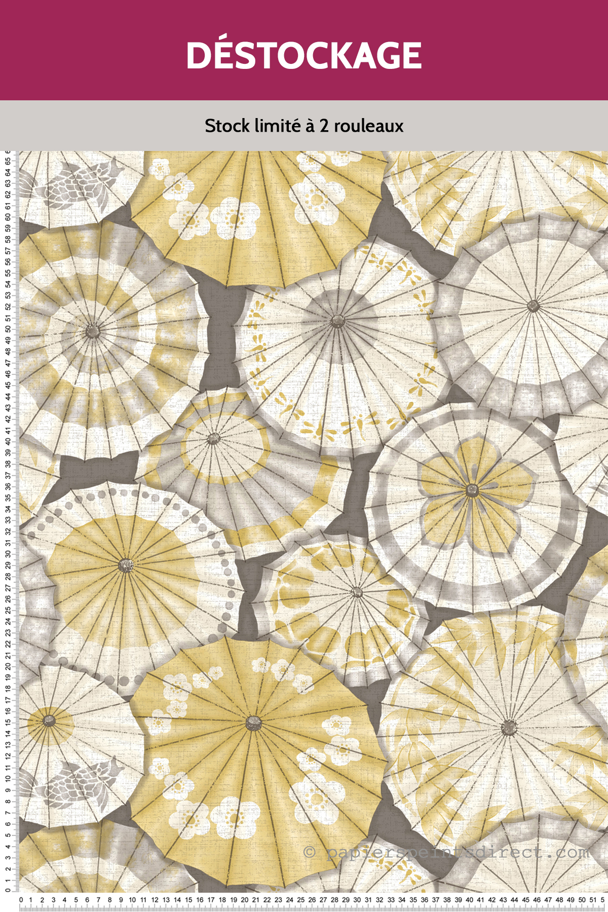 Papier peint Destockage - Mikado ocre gris - Mistral