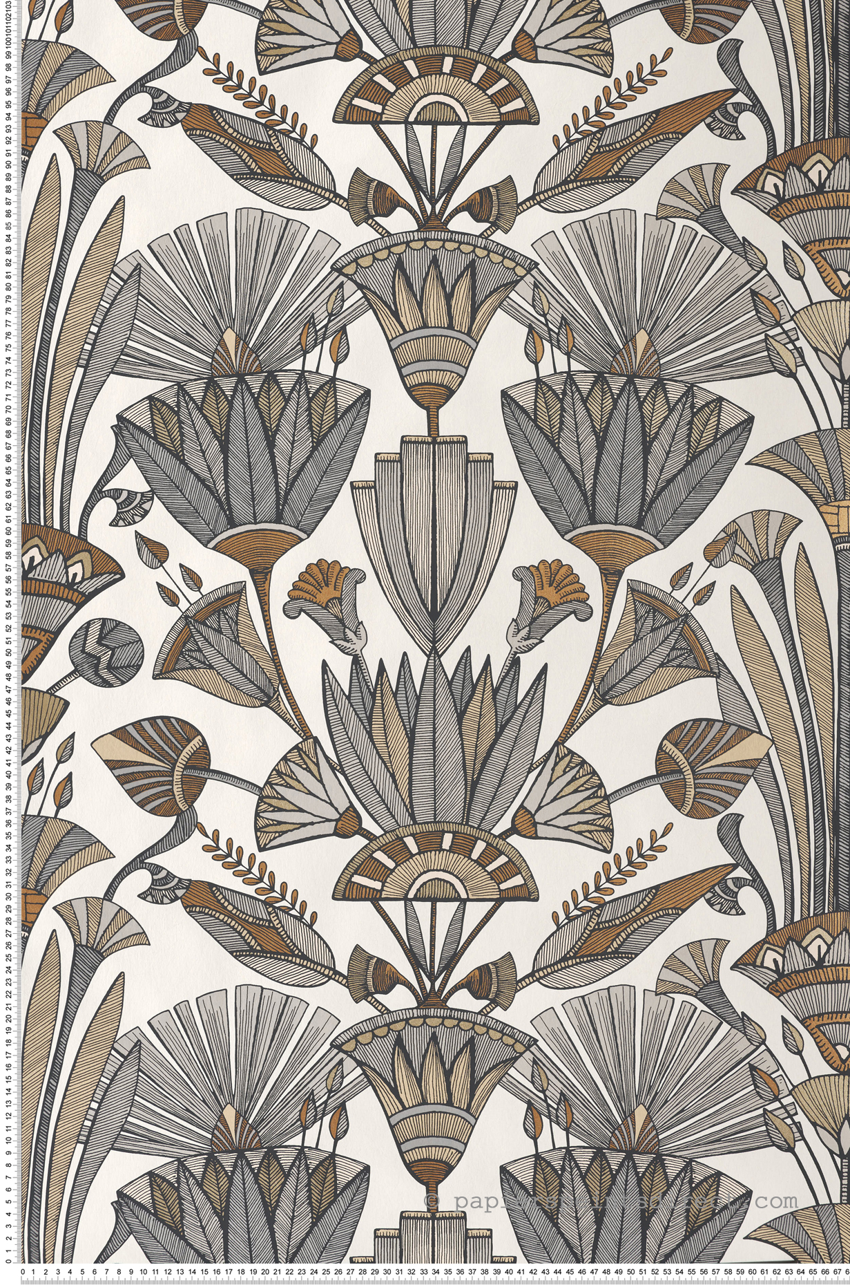 Papier peint Egypte Denderah gris mordoré - Bord Du Nil de Casamance | Réf. CAS-76130100