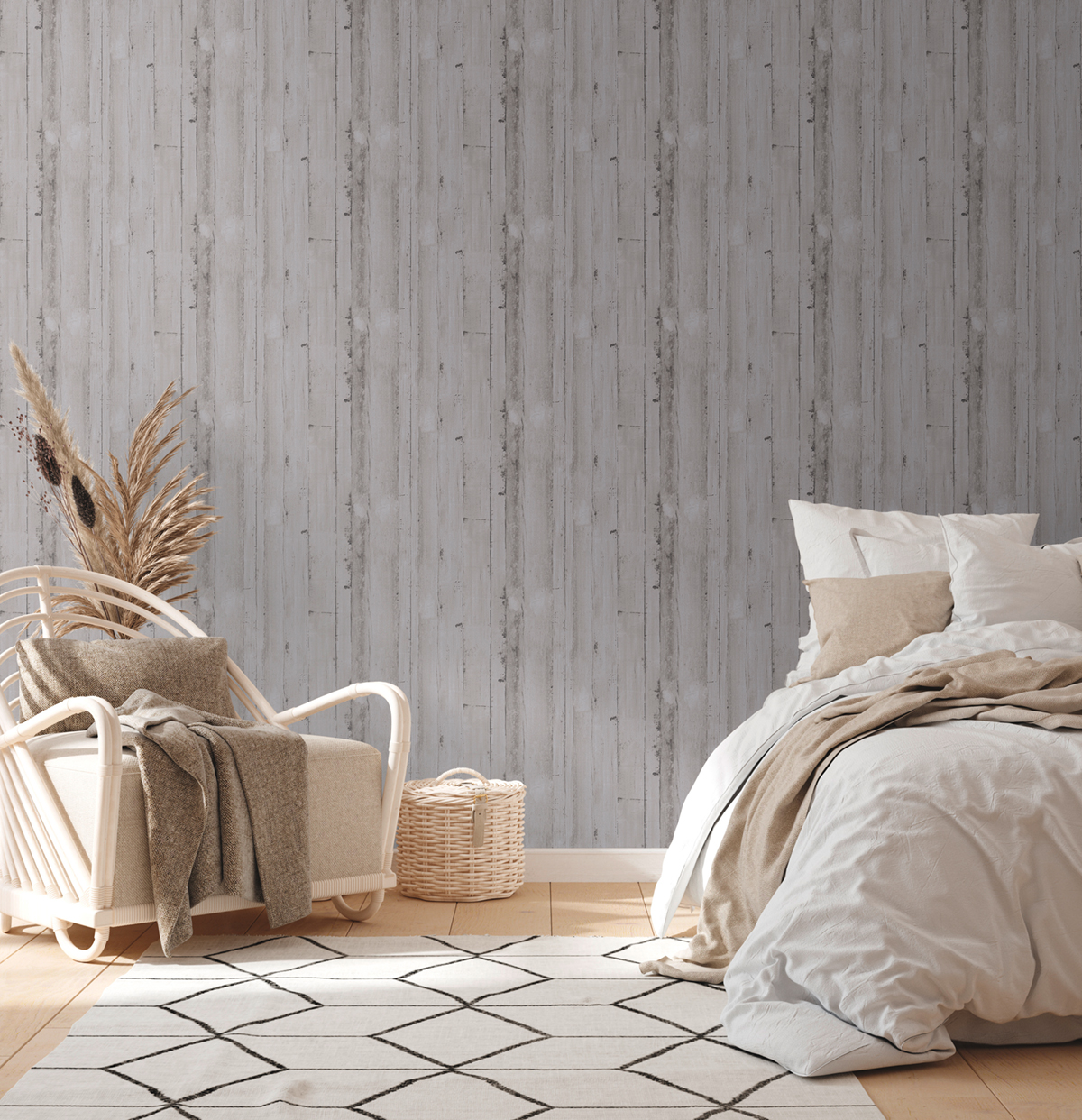 Papier peint Imitation Planche Bois gris - Natural Living d'A.S. Création | Réf. AS-385022