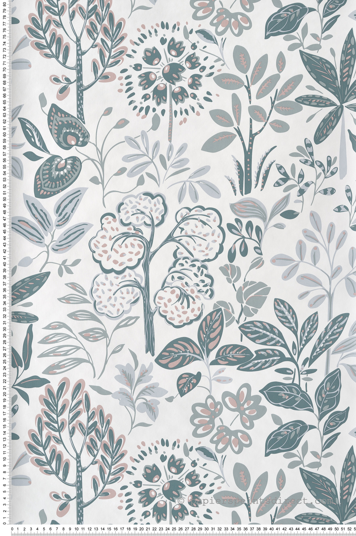 Papier peint Feuillage Louise vert de gris rose - Essentiel de Casélio | Réf. ETL103117000