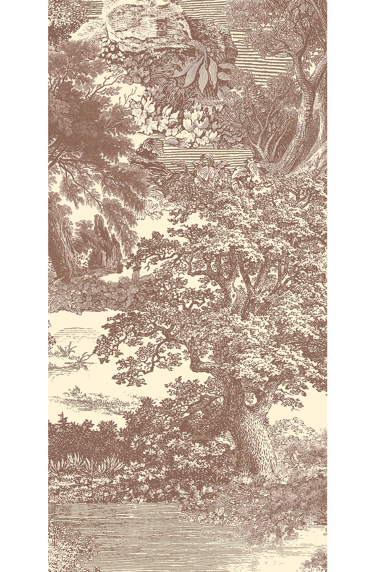 Papier peint panoramique Toile de Jouy Salcey taupe - C H260 - Amazone de Masureel | Réf. MAS-DGSAL1043-260