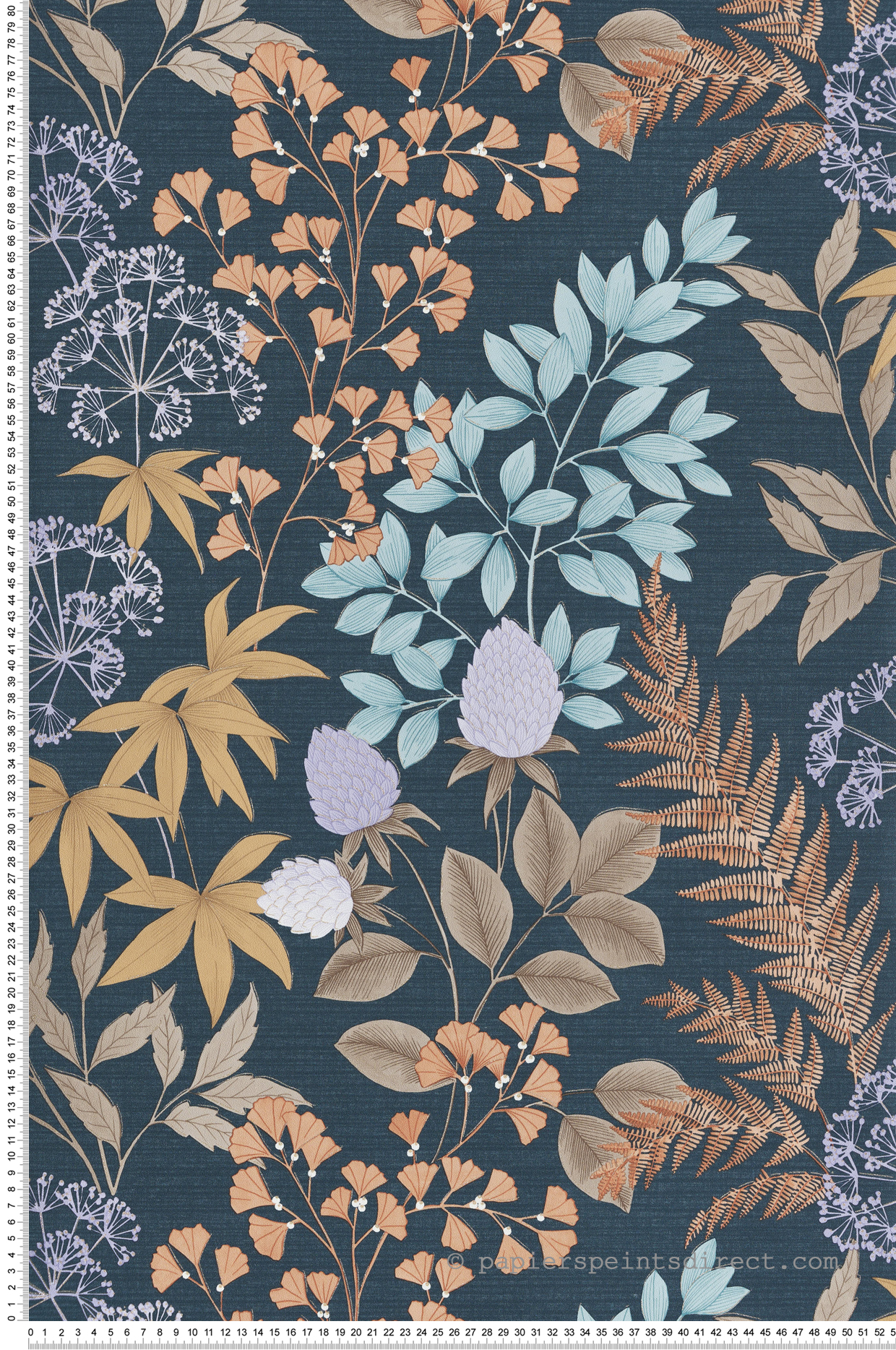 Papier Peint Fougère Feuillage bleu doré - Flora d'Ugépa | Réf. UGP-M87101