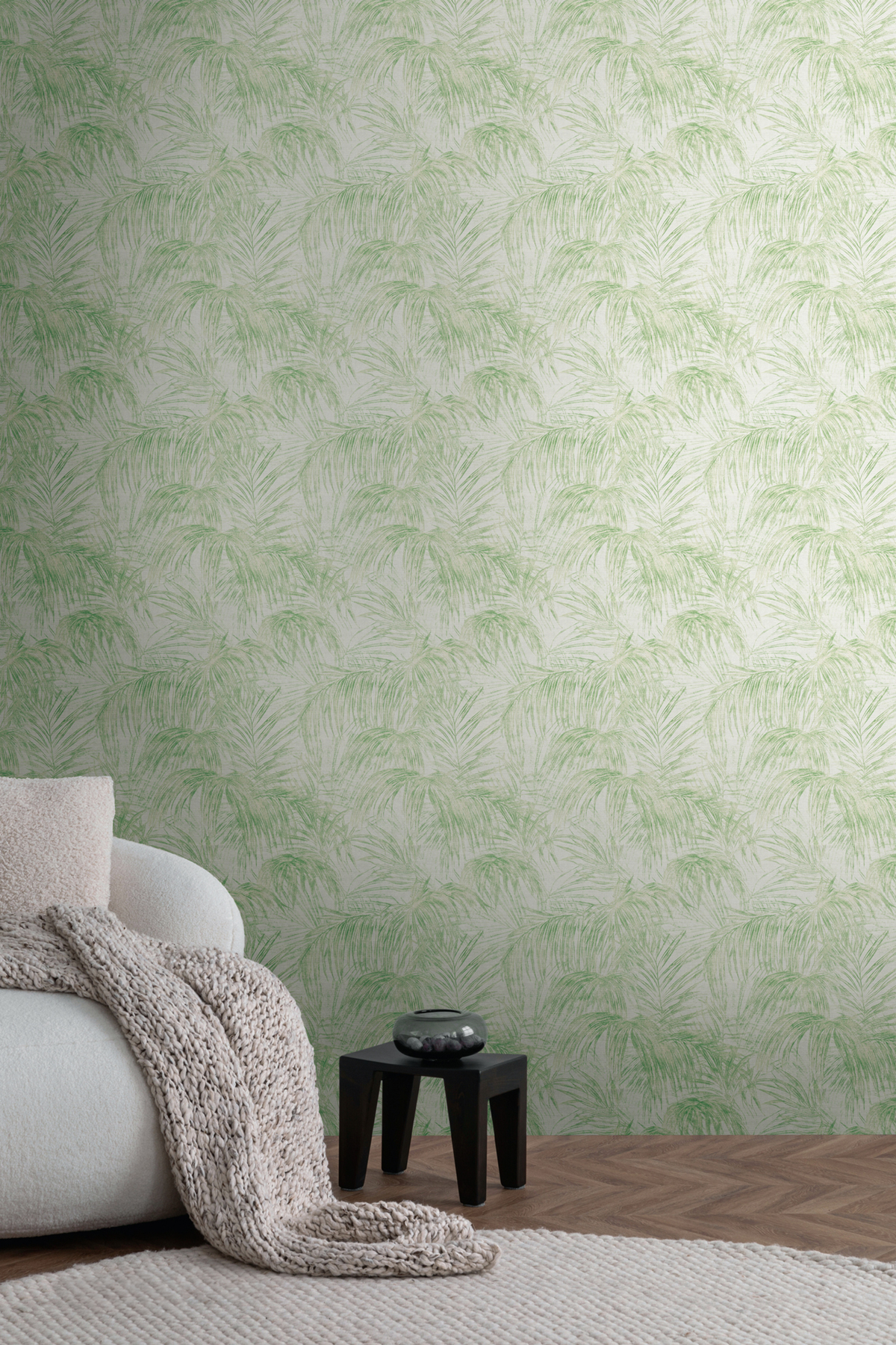 Papier peint Feuilles Jungle Croquis vert blanc cassé - Metropolis Michalsky 6 de Livingwalls AMB2 | Réf. AS-399811