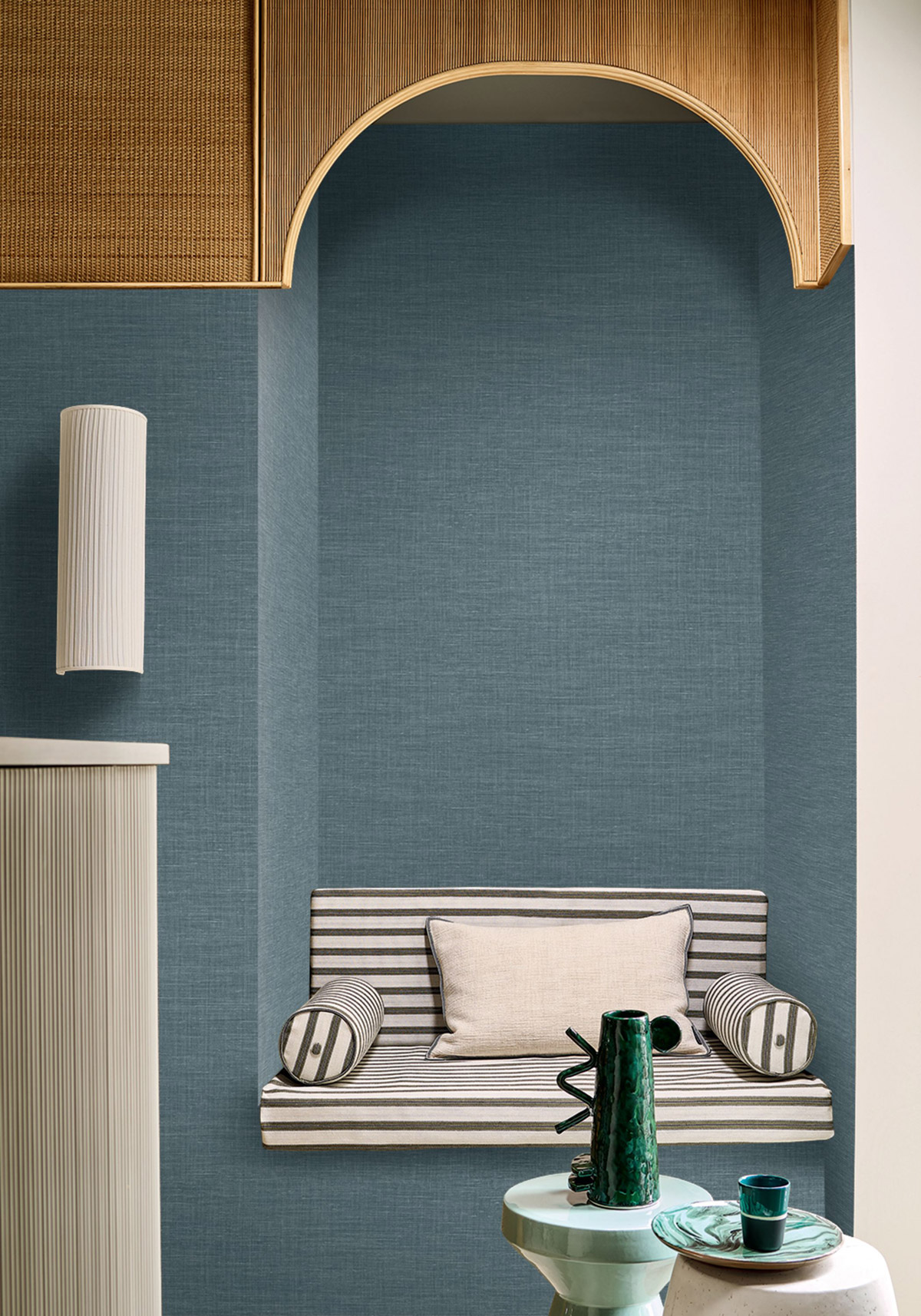 Papier peint Lin Shinok bleu persan - Le Lin 3 de Casamance | Réf. CAS-F73810605