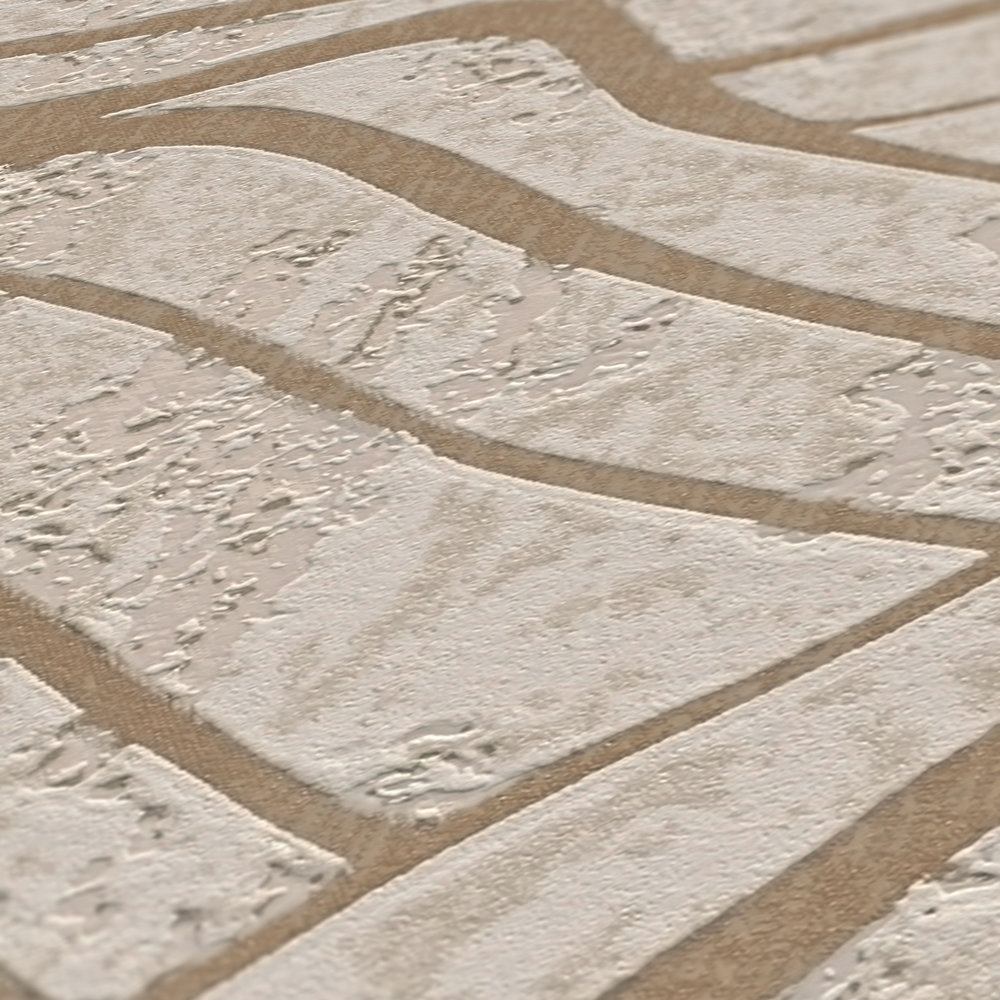 Papier peint Vague Okusai gris clair or cuivré - Jade 2 d'A.S. Création AMB5 | Réf. AS-395071