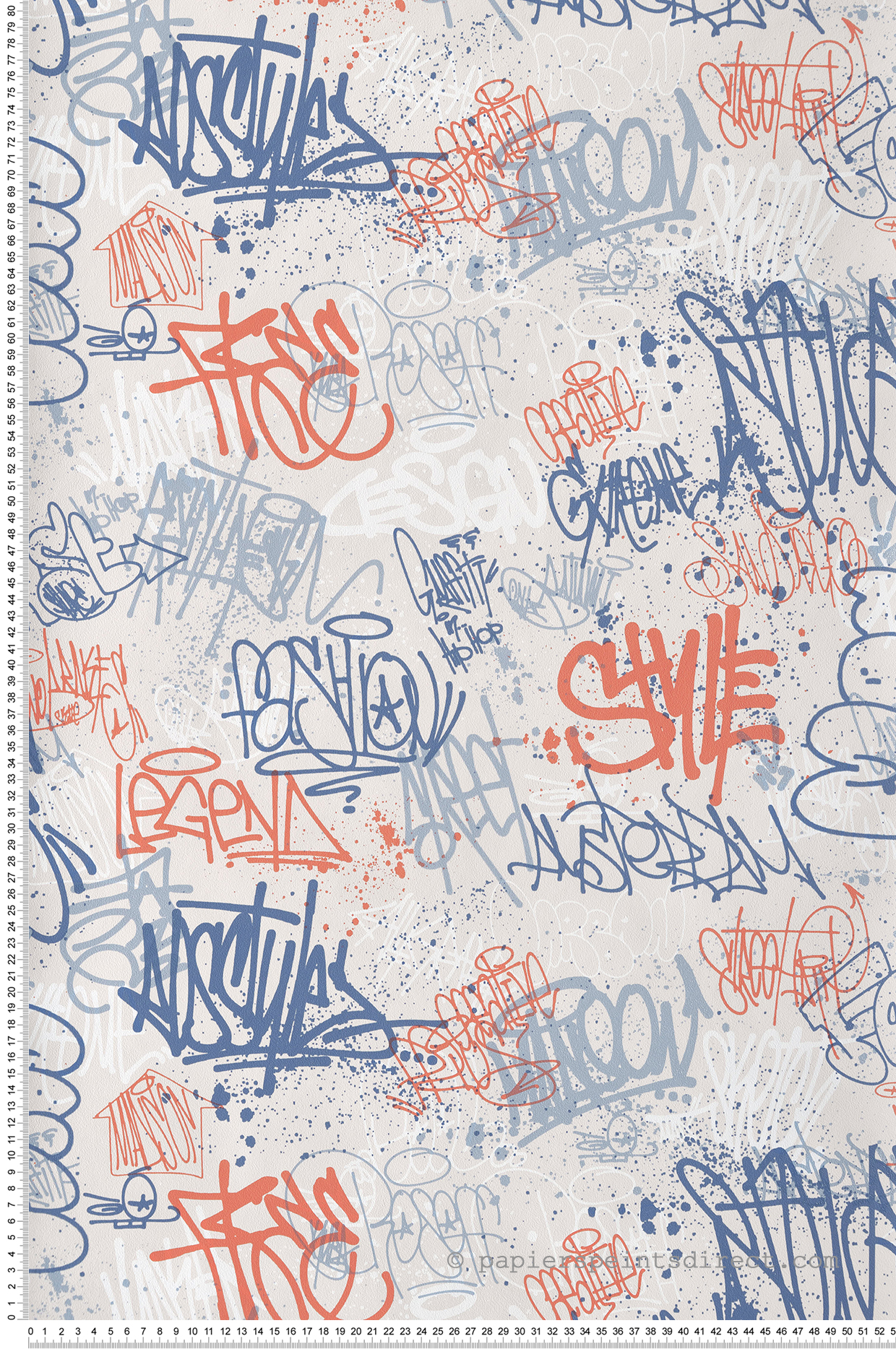 Papier peint Tags Urbains orange et bleu - La belle histoire d'Ugépa | Réf. UGP-M51301