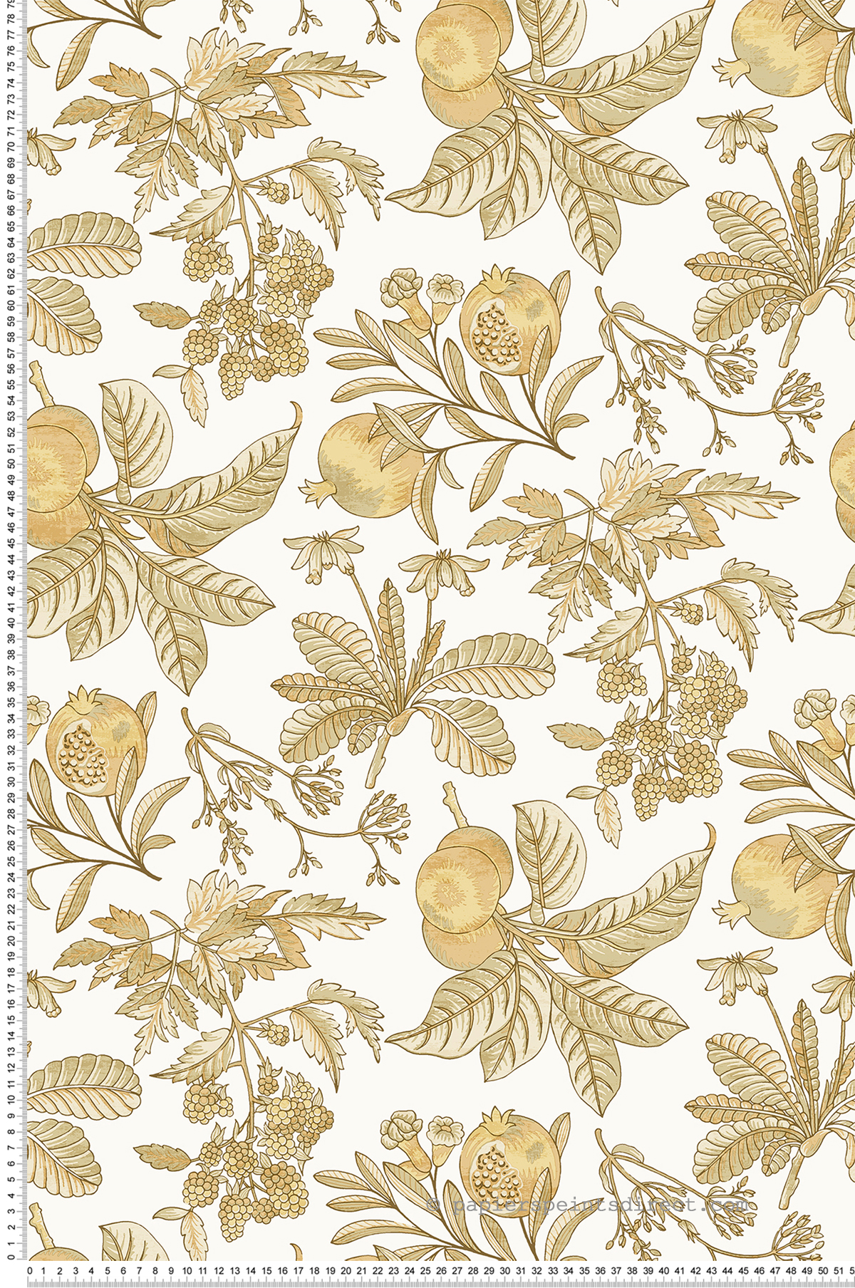 Papier peint Pomme Grenade Cecilia beige ocre - Delicatesse de Lutèce | Réf. LTC-FD26813