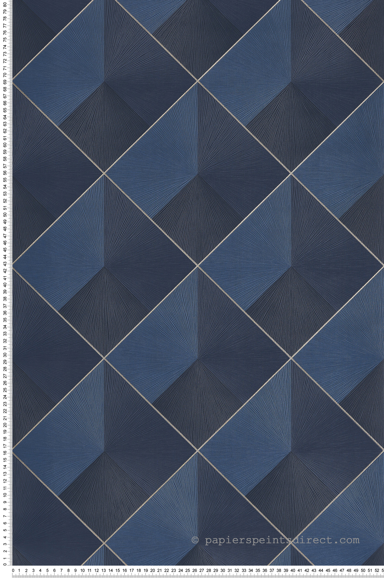 Papier peint Losange Trompe l'Oeil bleu encre et irisé - Perception de Casadéco | Réf. PERP86516529