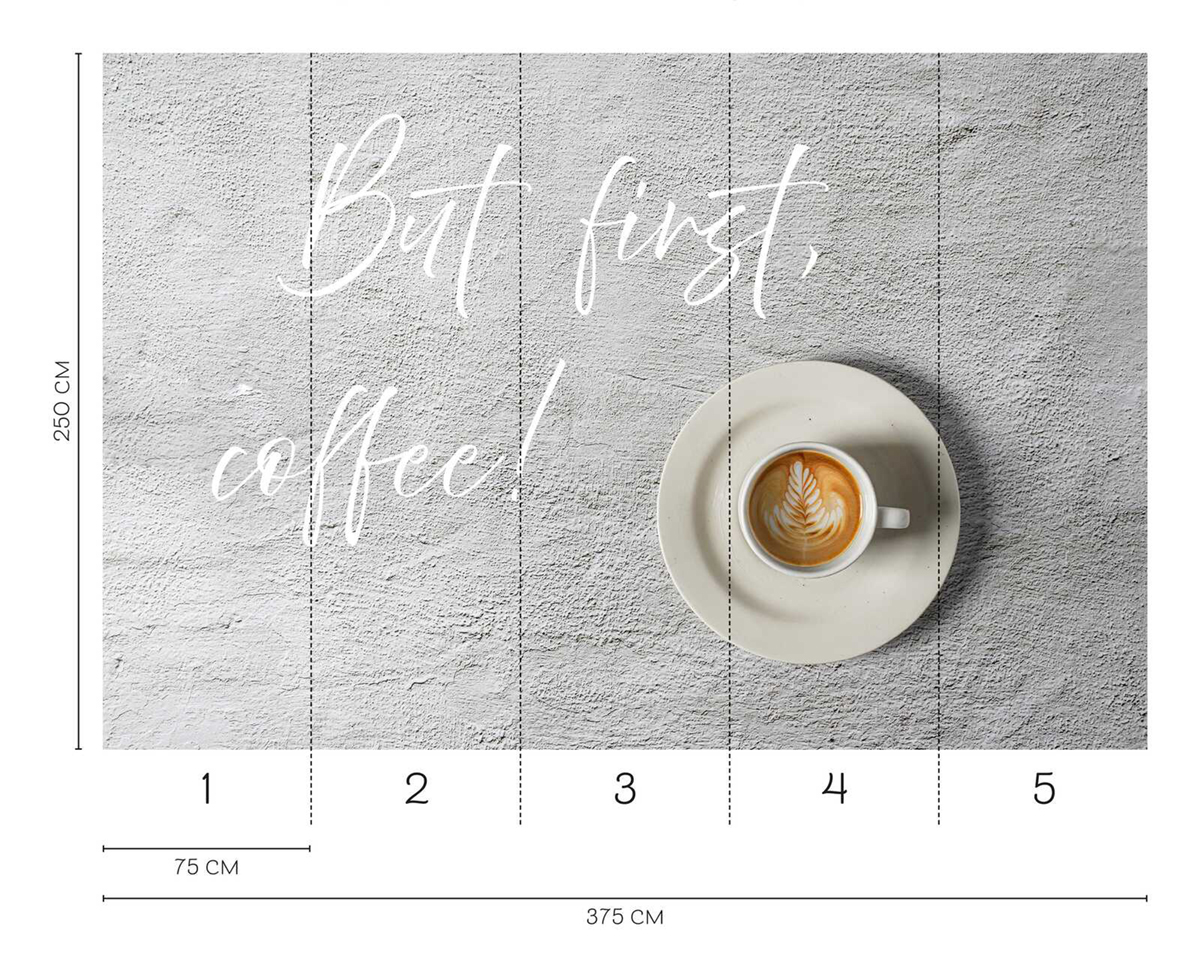 Papier peint panoramique Tasse de Café Béton gris - Wall Love d'A.S. Création REGLE | Réf. DD129609