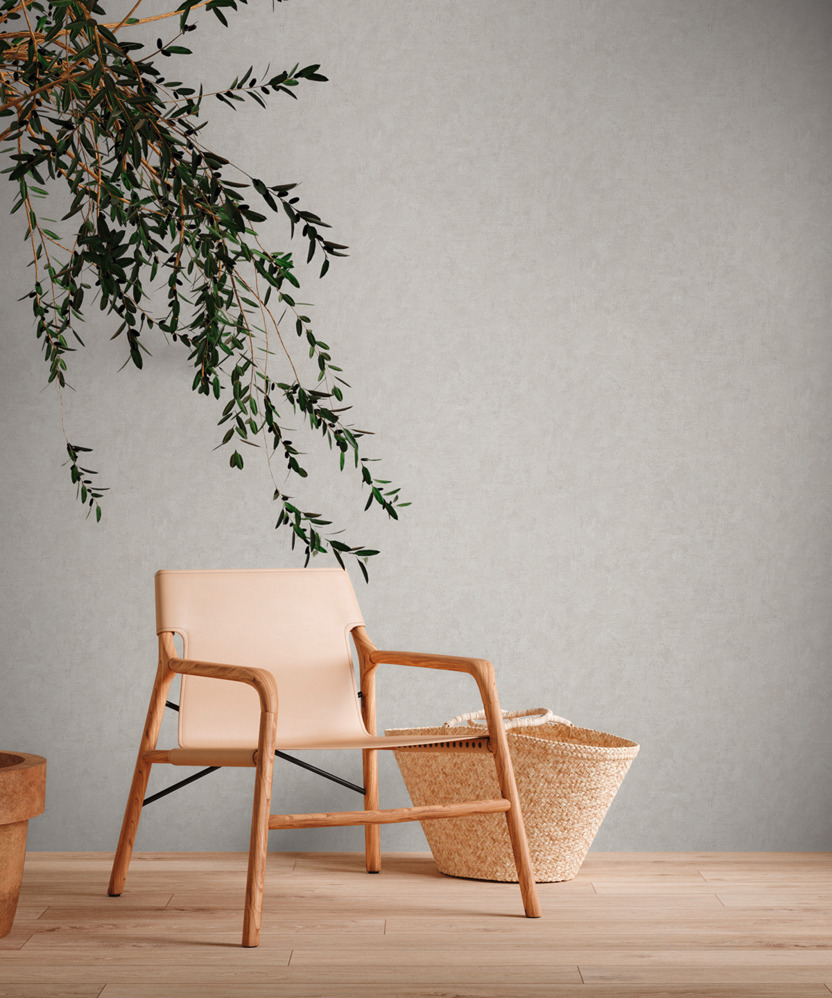 Papier peint Uni Sumatra écru - Natural Living d'A.S. Création | Réf. AS-386395