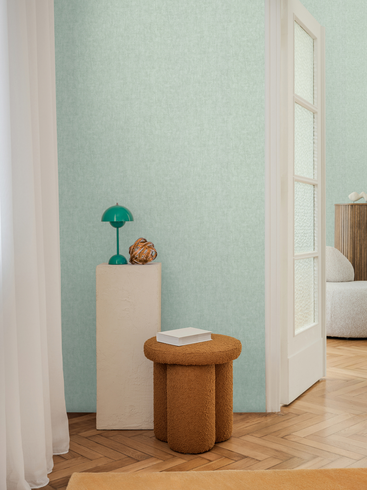 Papier peint Uni Béton vert d'eau métallisé - Cosmoliving d'A.S. Création AMB2 | Réf. AS-791091