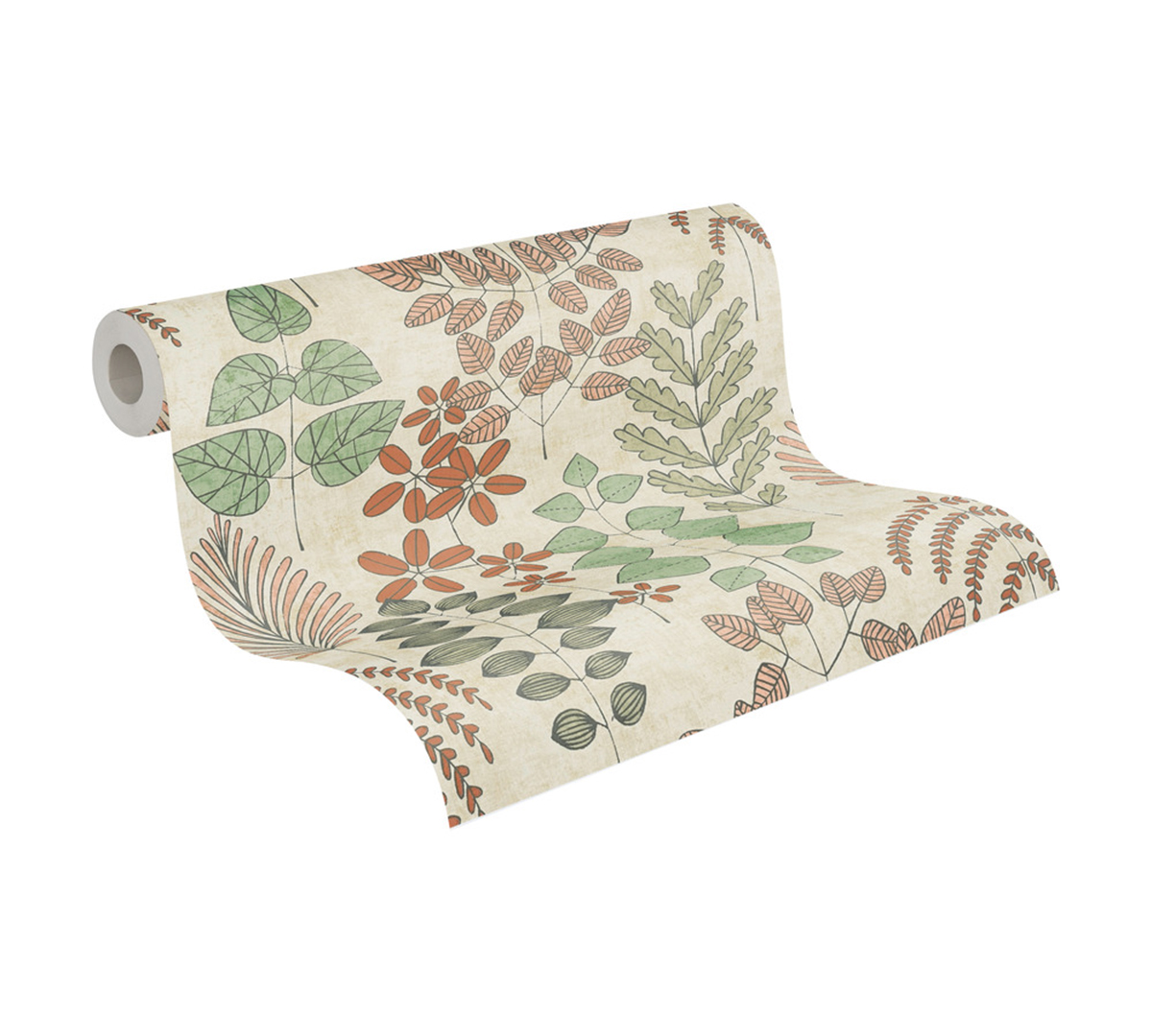 Papier peint Herbier Graphique Athyrium vert terracotta - Nordic Feeling d'A.S. Création ROLL | Réf. AS-791492