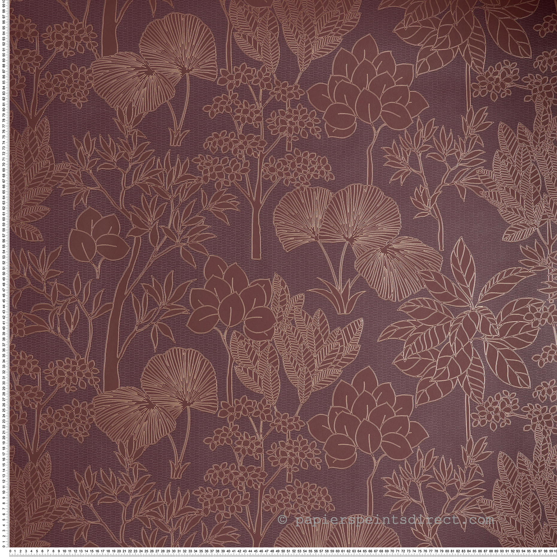 Papier peint Jardin Exotique Inara pourpre doré - Tressora de Casamance | Réf. CAS-76900712