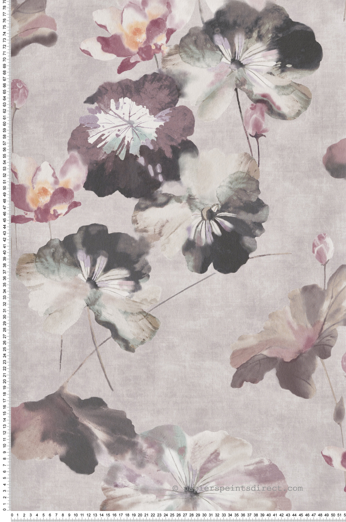 Papier peint Fleur Nymphéa gris clair - Willow d'Initiales | Réf. INI-00814306
