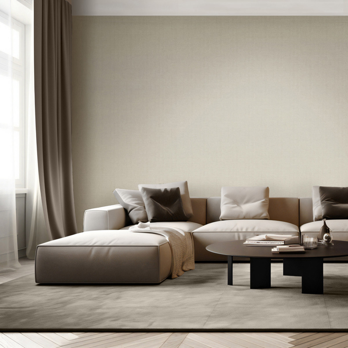 Papier Peint Faux uni Textile Paillettes écru doré - Venezia d'Ugépa | Réf. UGP-M67307