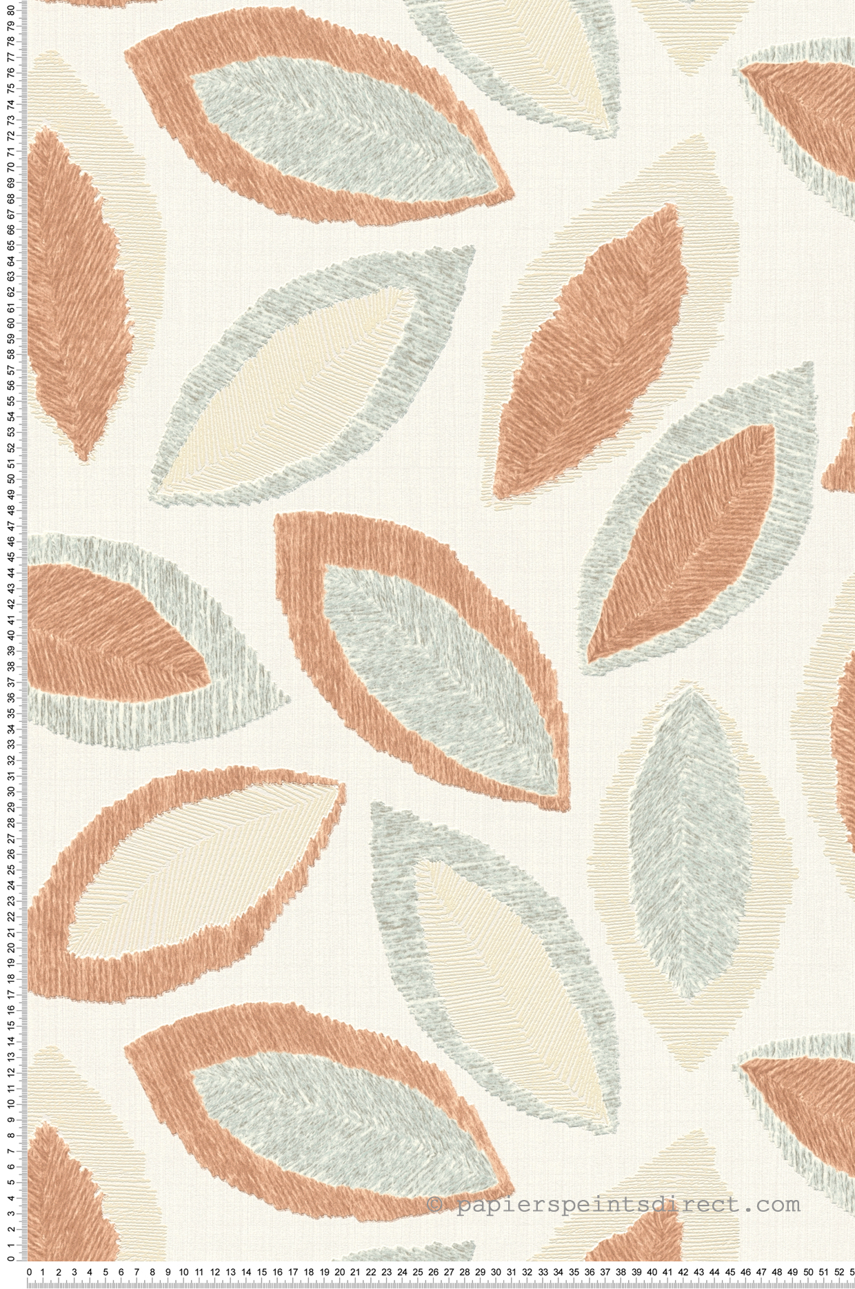 Papier peint Feuille Craft terracotta bleu d'eau - Abaca de Lutèce | Réf. LTC-51232804