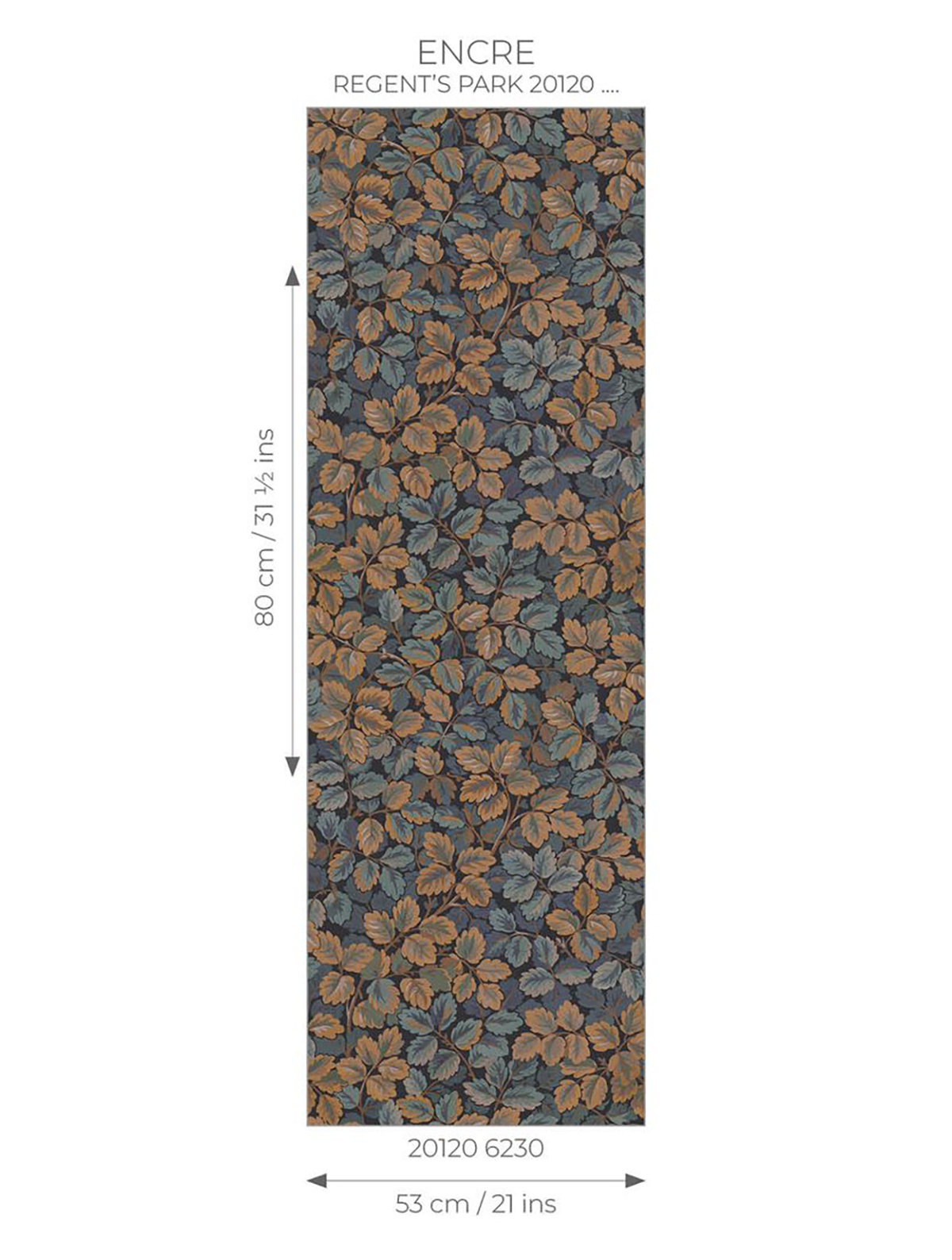 Papier peint Feuille de Chêne Regent's Park bleu encre - Heritage de Casadéco AMBR | Réf. HETA201206230