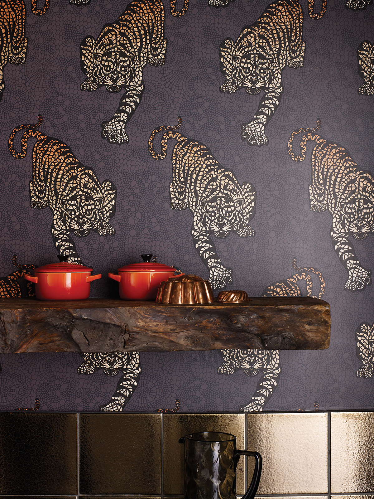 Papier peint Tigre Mandala marron et doré - The Wallpaper Collection de Matthew Williamson | Réf. OSB-W6542-01