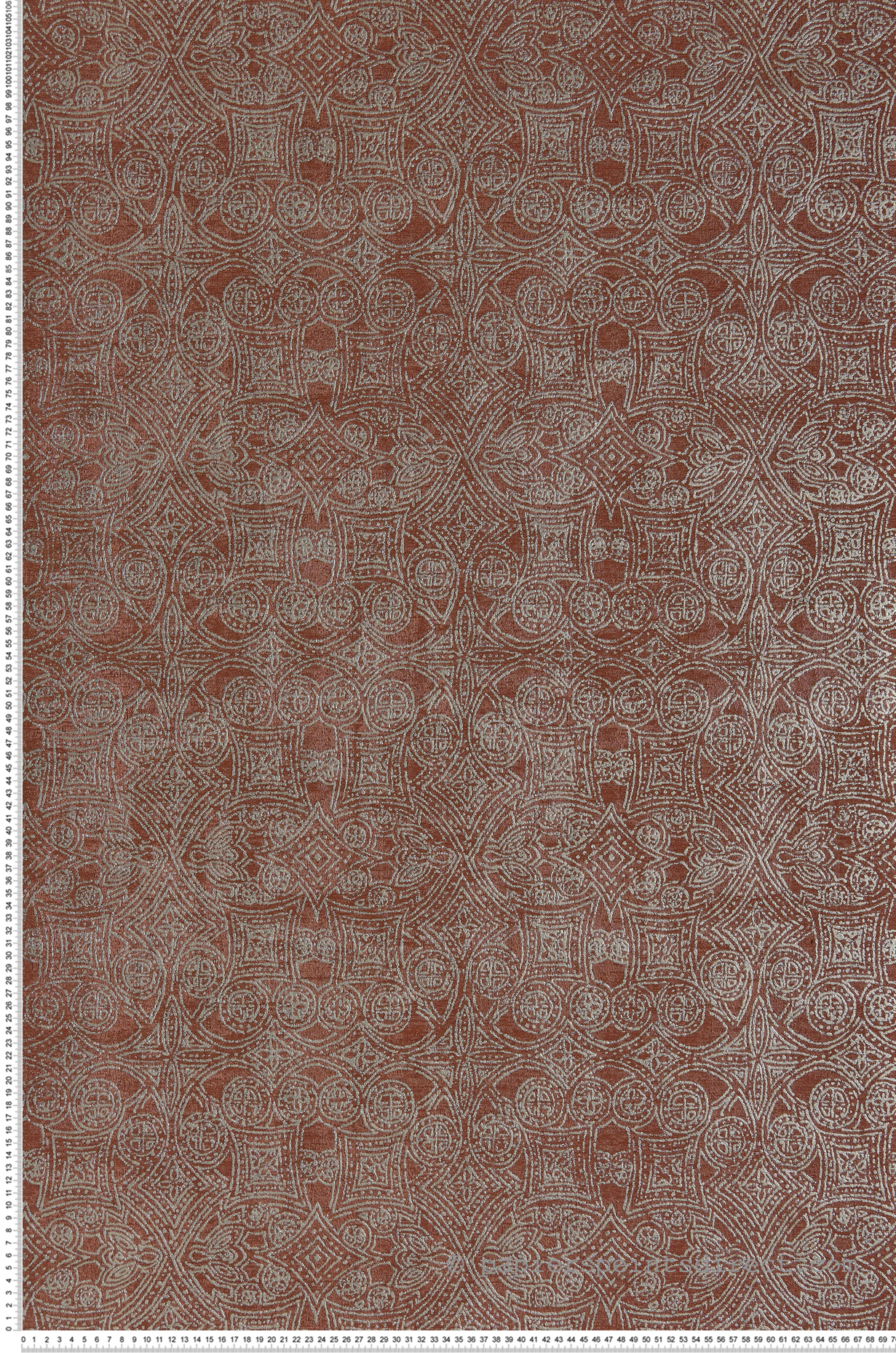 Papier peint Ethnique oriental Jali terracotta argenté - Mansour de Casamance | Réf. CAS-74420336