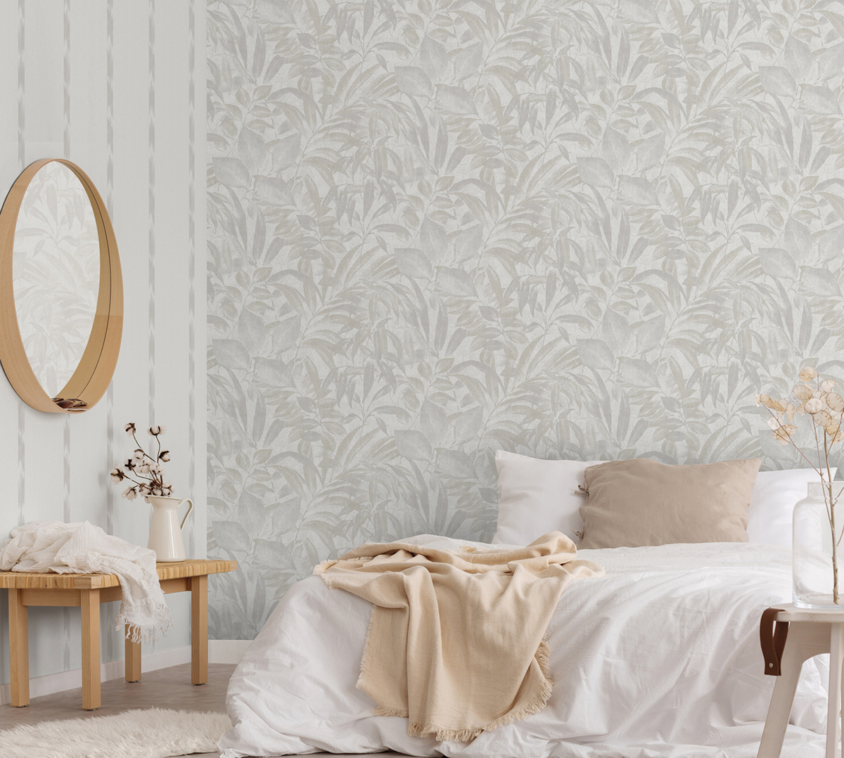 Papier peint Feuillage Abondant gris beige - Fidji de Lutèce | Réf. LTC-8503-1