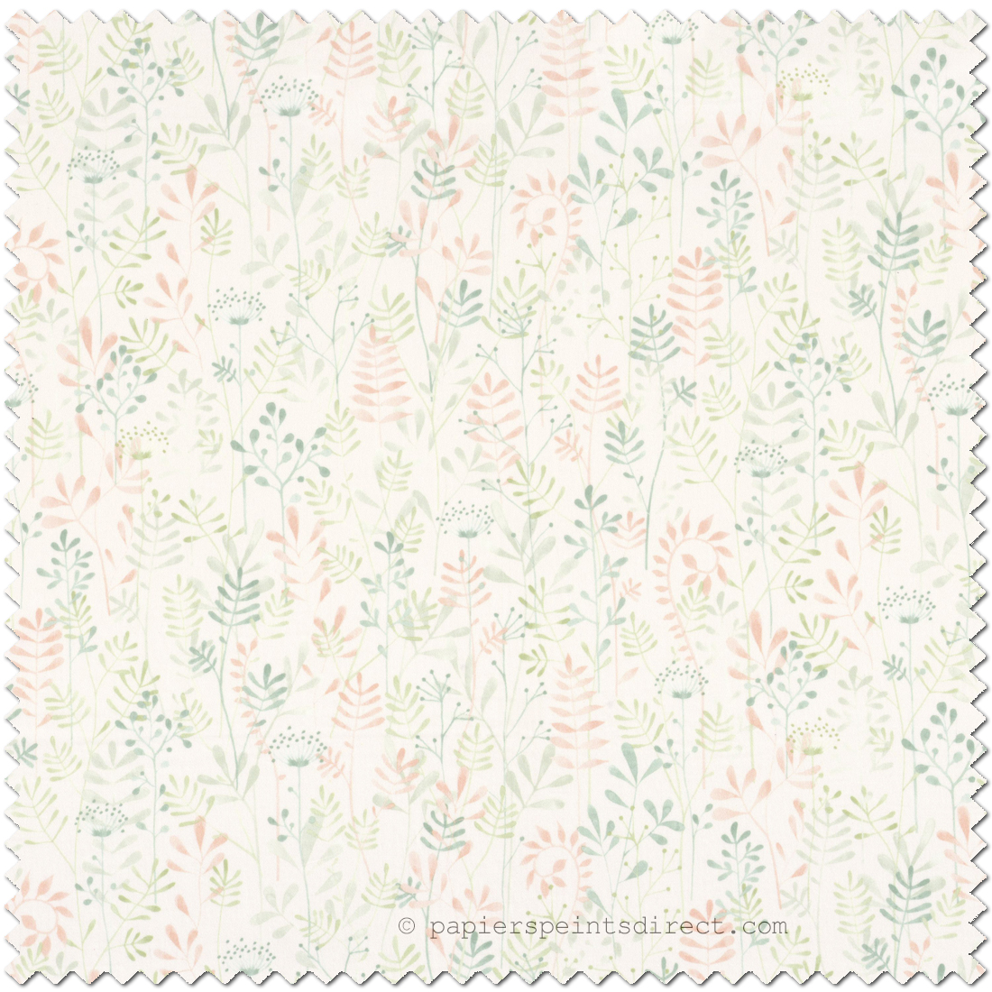 Tissu Feuillage Enfantin vert amande rose - Once Upon A Time de Casadéco | Réf. OUAT88507451