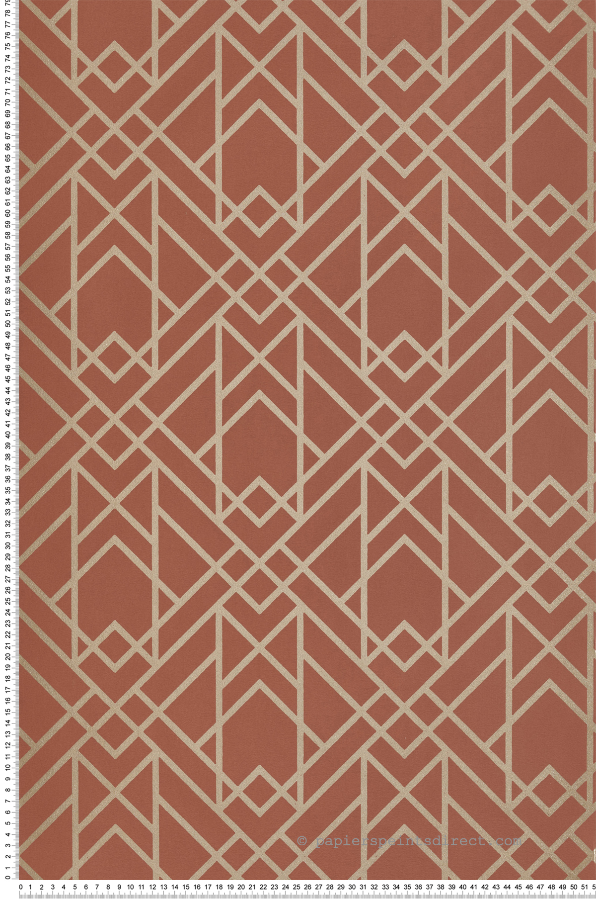 Papier peint Géométrique Art Déco argile rouge - Elodie 1838 Wallcoverings d'Initiales | Réf. INI-90714004