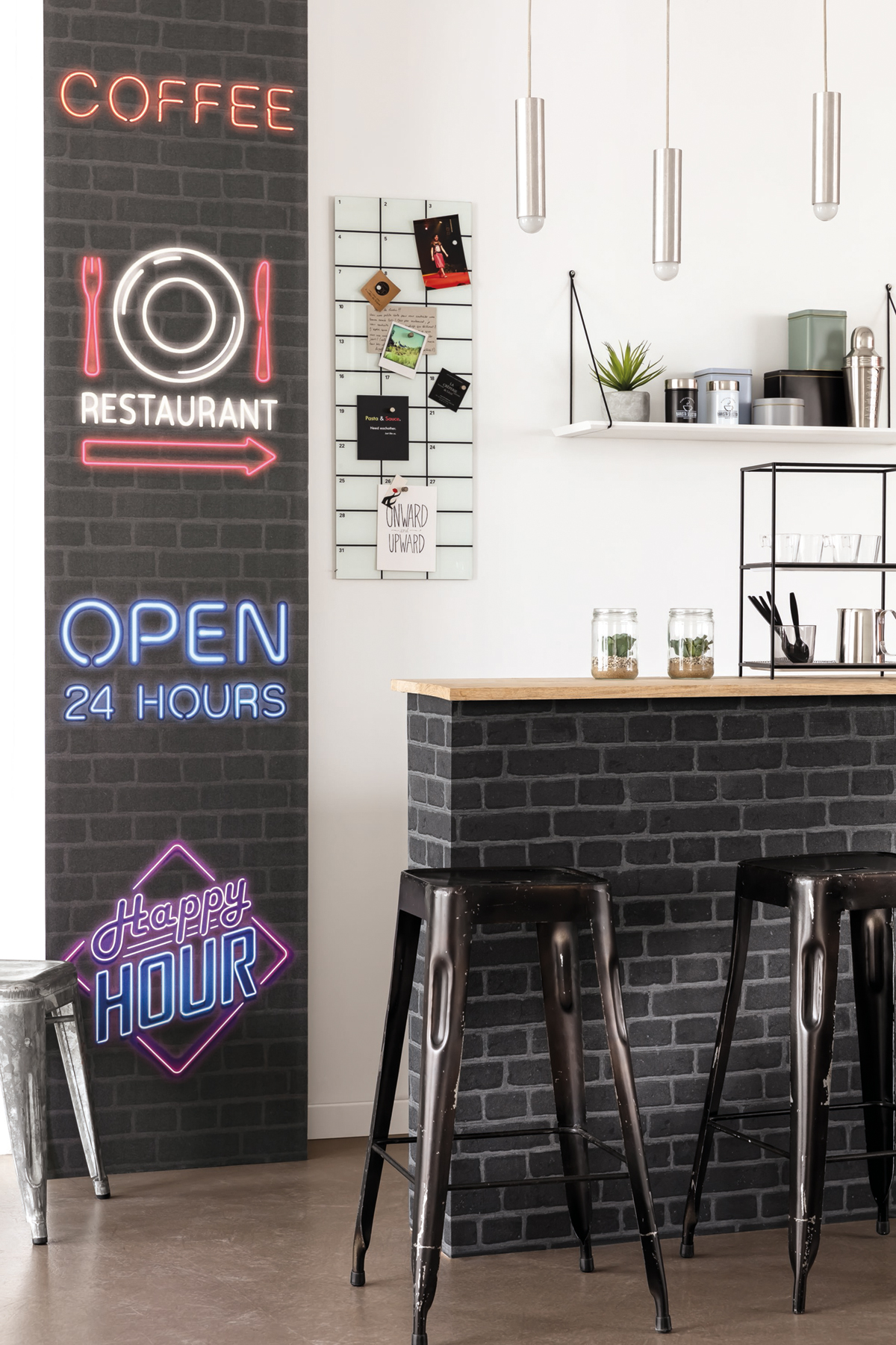 Papier peint brique Lé unique Happy hour - Au Bistrot d'Alice de Casélio | Réf. BIS100706490