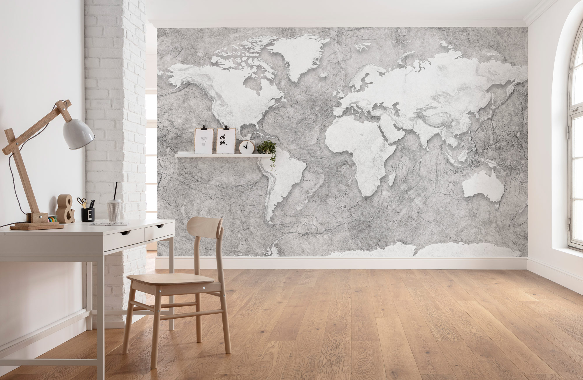 Papier peint map monde panoramique World Relief - Papier peint Komar Home