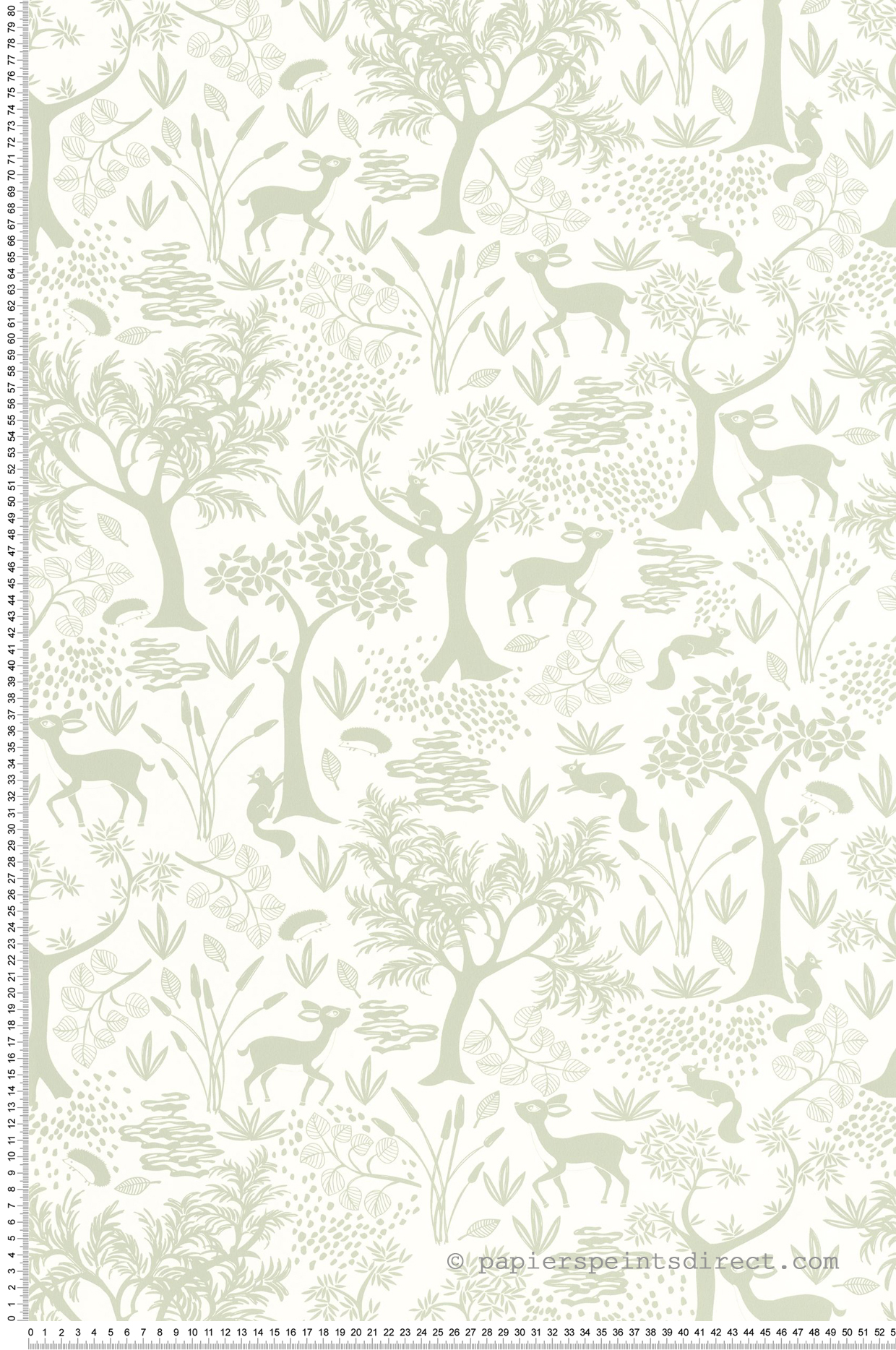 Papier peint Forêt Animaux Poetic vert amande - Once Upon A Time de Casadéco | Réf. OUAT88267763