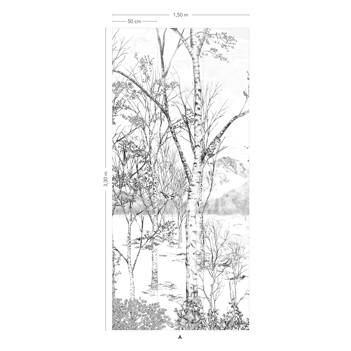 Papier peint panoramique Forêt Nunavut Grisaille A - 1/2/3 - Isidore Leroy