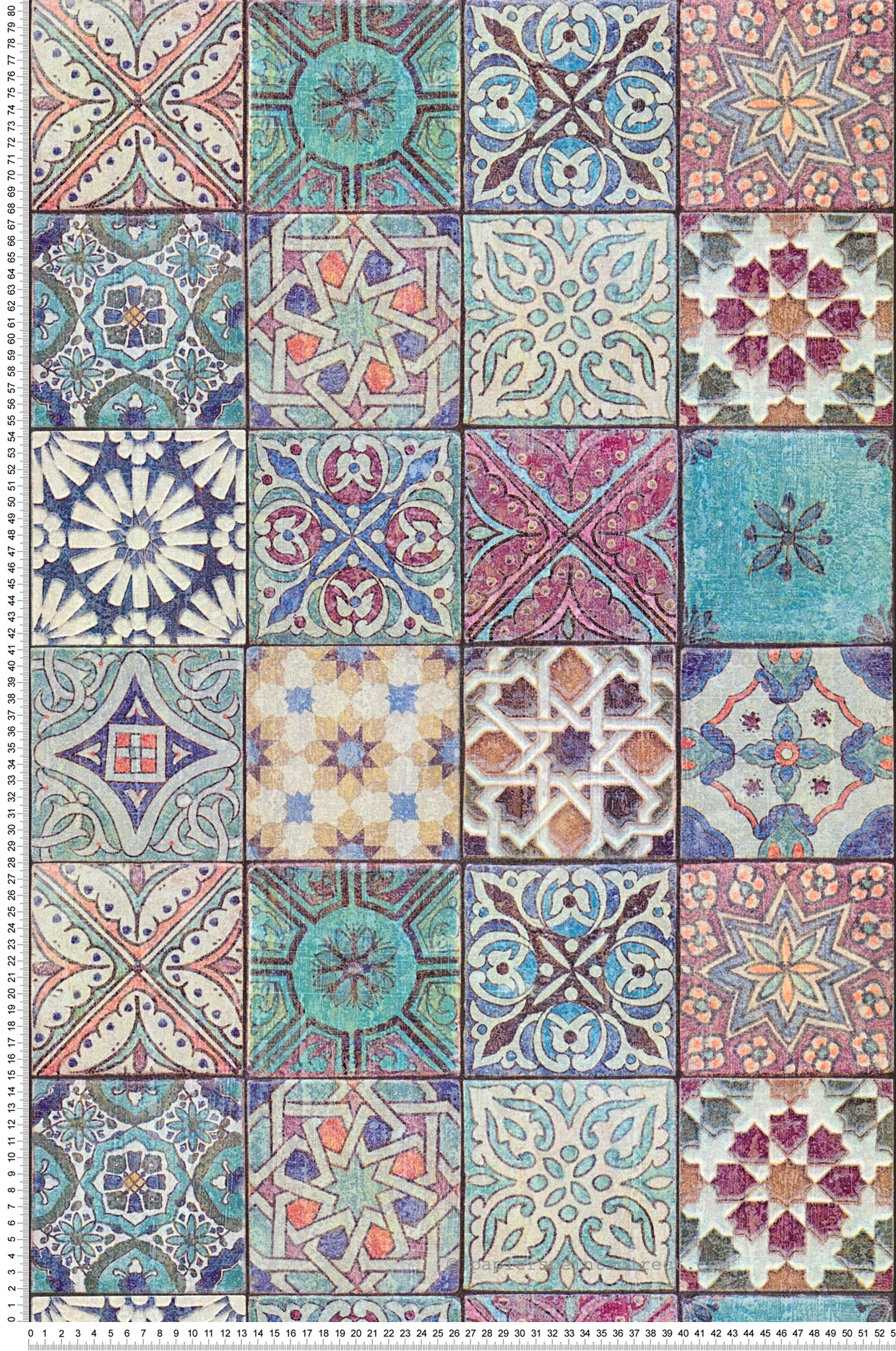 Papier peint Carreaux de ciment turquoise framboise - New Studio 2.0 d'AS Création | Réf. SP14763