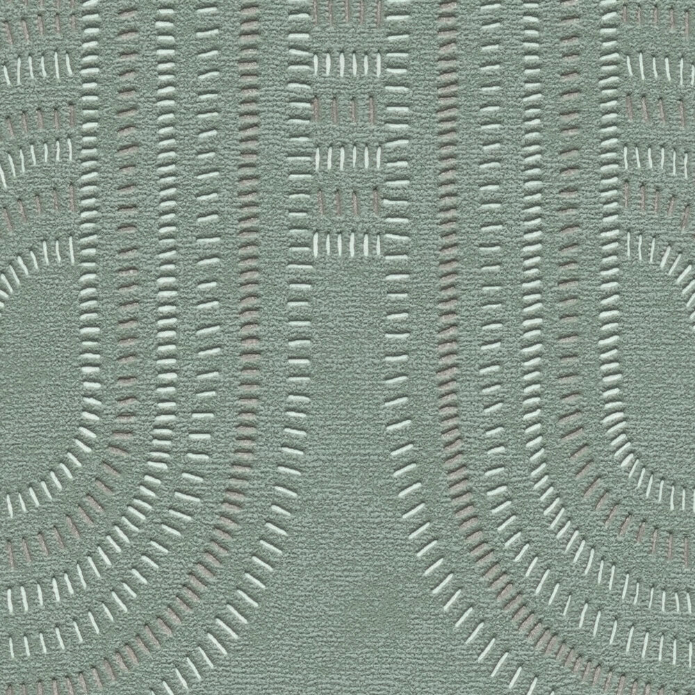 Papier peint Maille Art Déco vert argenté - French Affair d'A.S. Création ZOOM | Réf. AS-399375